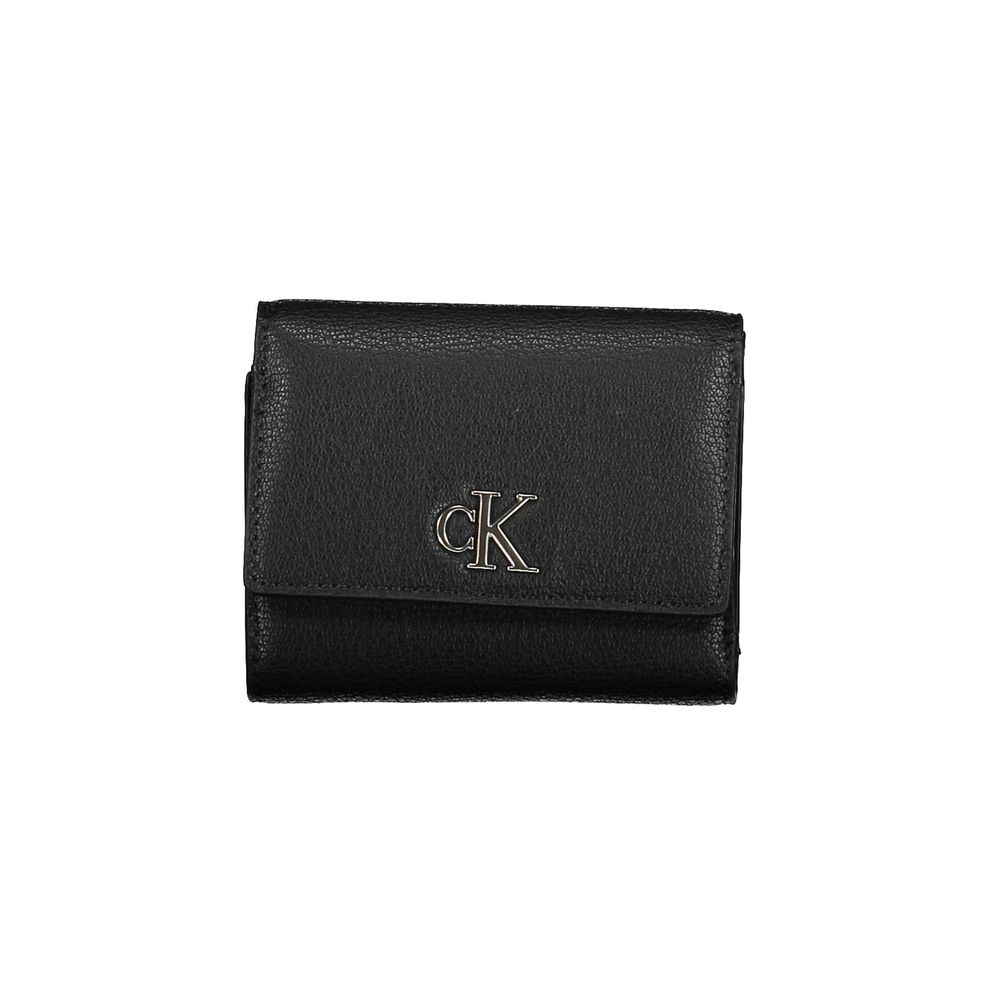 Portofel Calvin Klein negru din poliester pentru femei