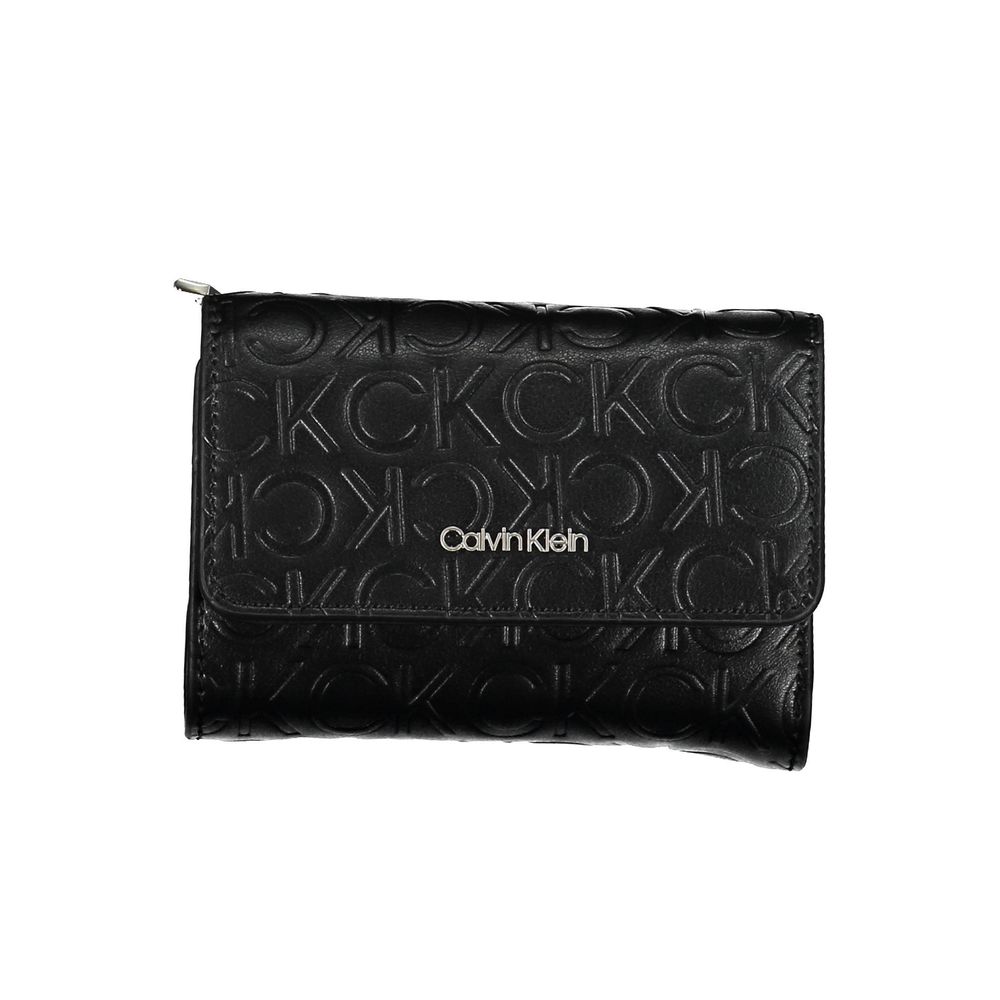 Portofel negru din polietilenă pentru femei Calvin Klein