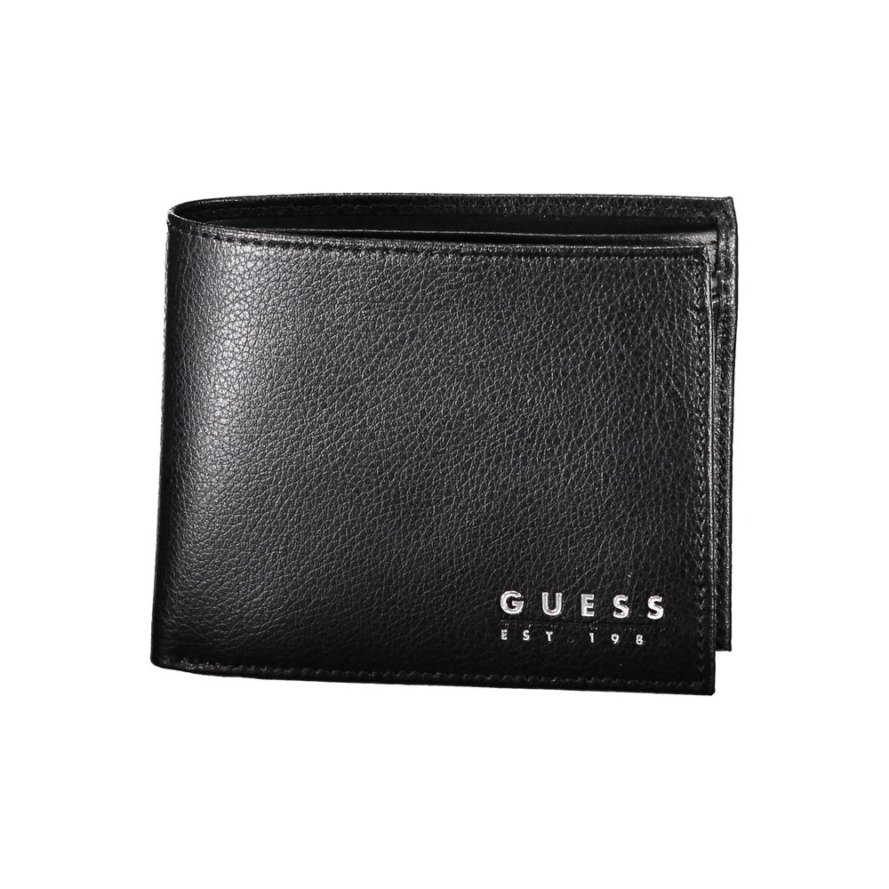 Portofel Guess Jeans Chic din piele neagră cu două compartimente