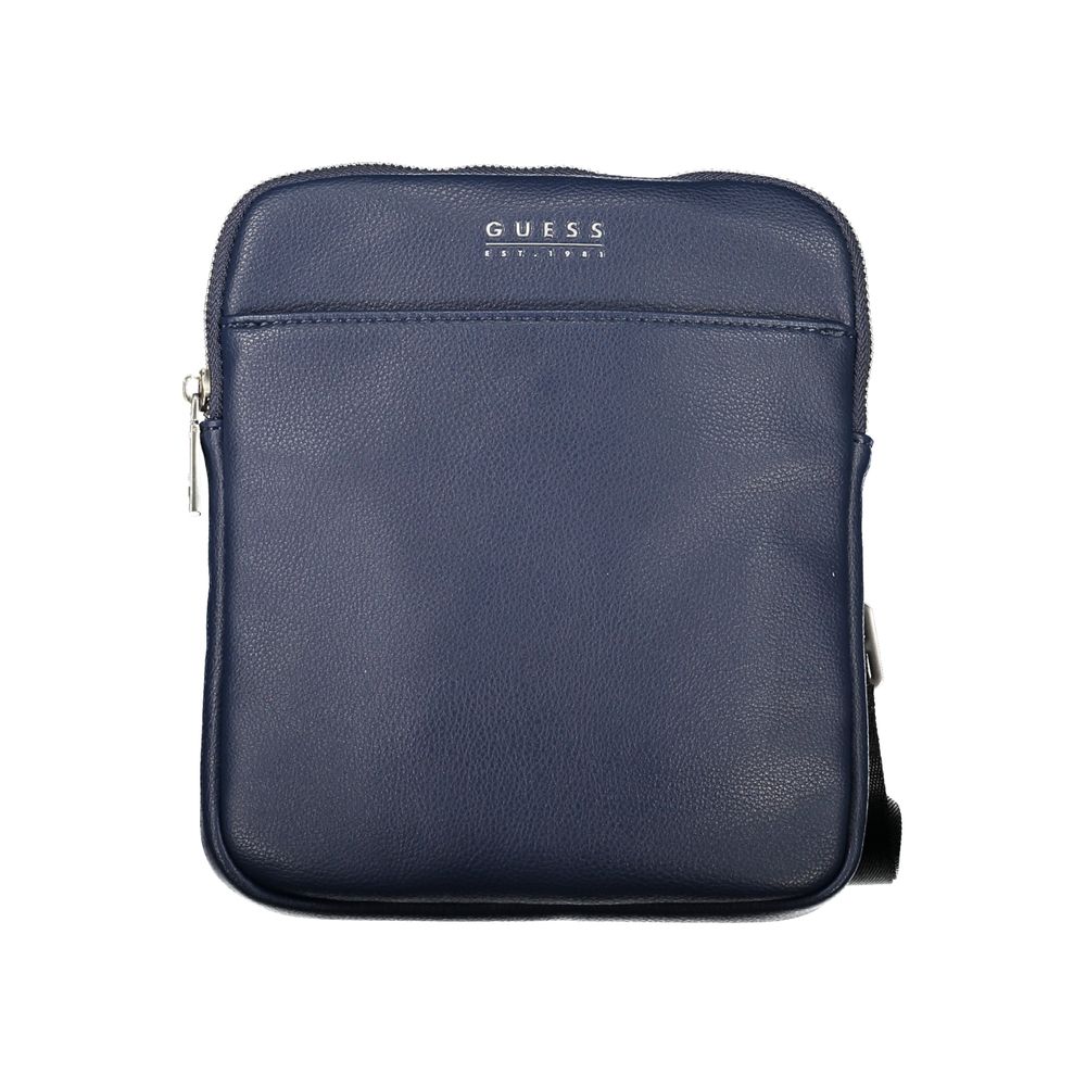 Geantă de umăr Guess Jeans Sleek albastră cu spațiu amplu de depozitare
