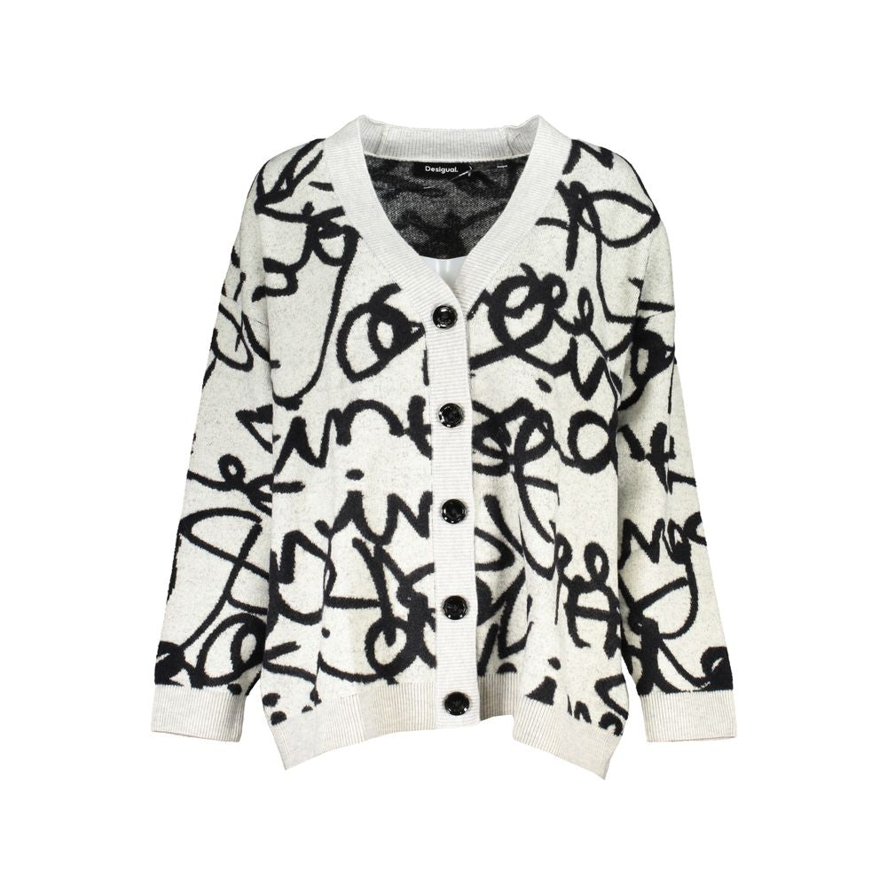 Desigual – Schicke Strickjacke mit V-Ausschnitt und Kontrast
