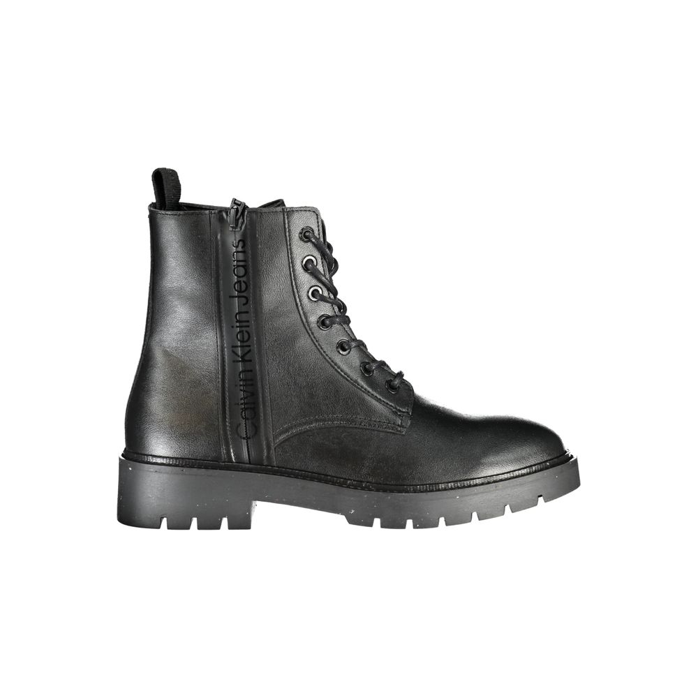 Calvin Klein – Elegante schwarze Stiefeletten mit Schnürsenkeln und Reißverschluss