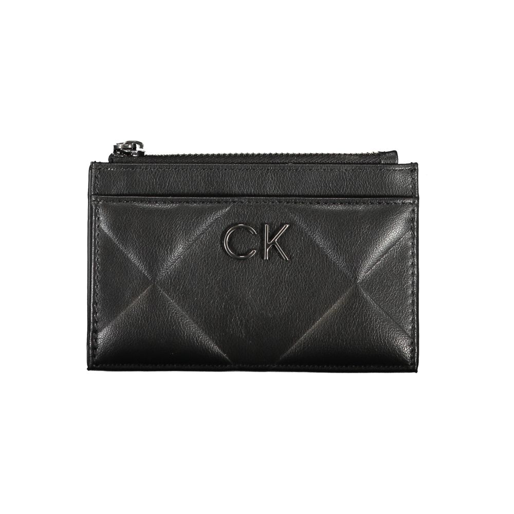 Portofel elegant Calvin Klein negru cu fermoar și detalii contrastante