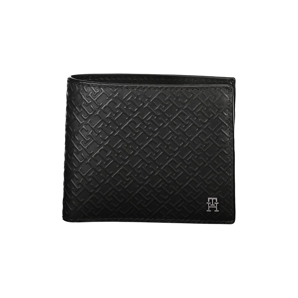 Portofel elegant din piele neagră Tommy Hilfiger cu compartimente multiple
