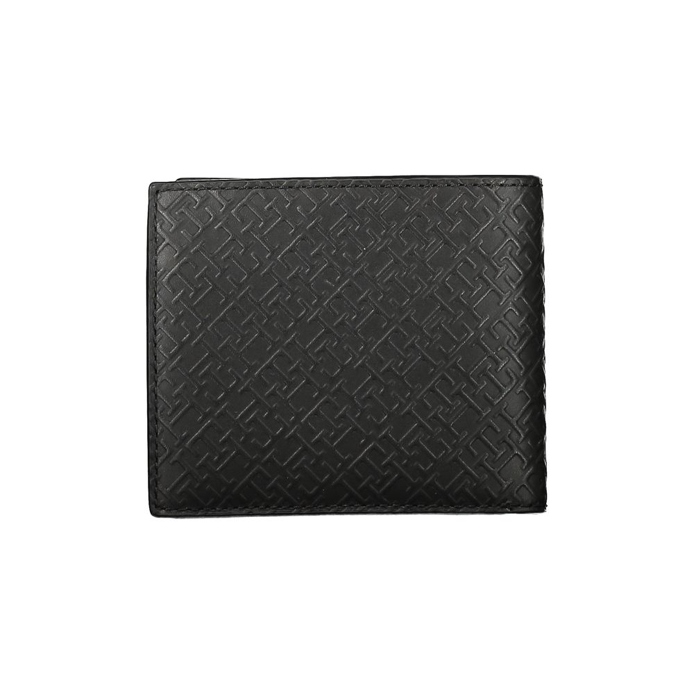 Portofel elegant din piele neagră Tommy Hilfiger cu compartimente multiple