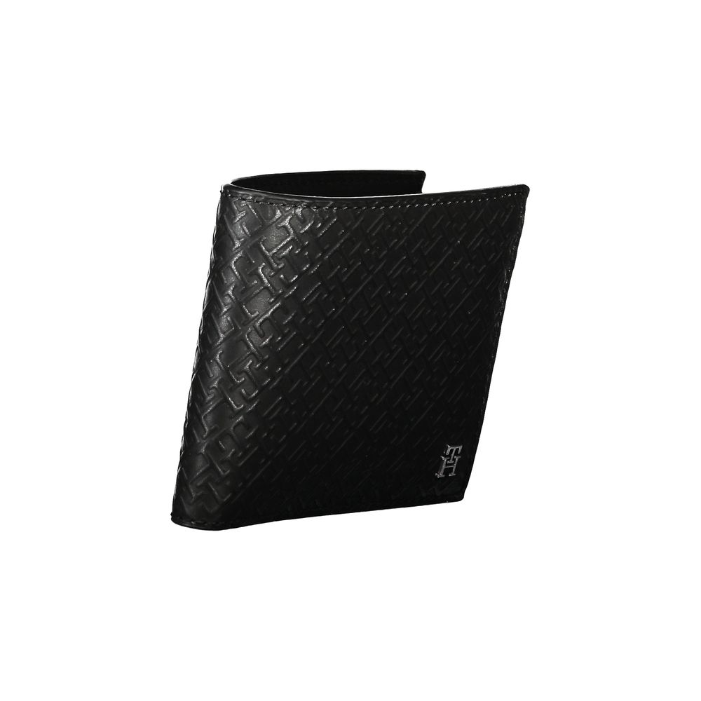 Portofel elegant din piele neagră Tommy Hilfiger cu compartimente multiple
