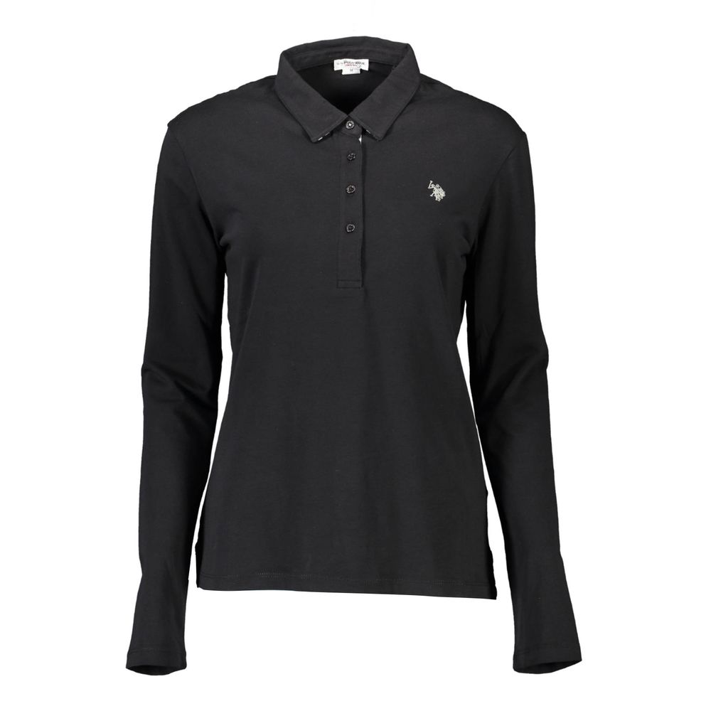 Tricou polo negru din bumbac pentru femei US POLO ASSN.