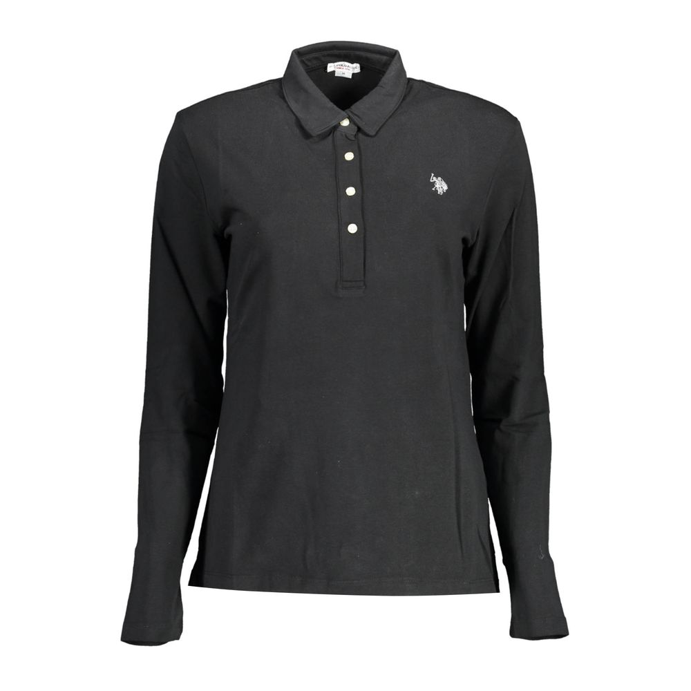 Tricou polo negru din bumbac pentru femei US POLO ASSN.