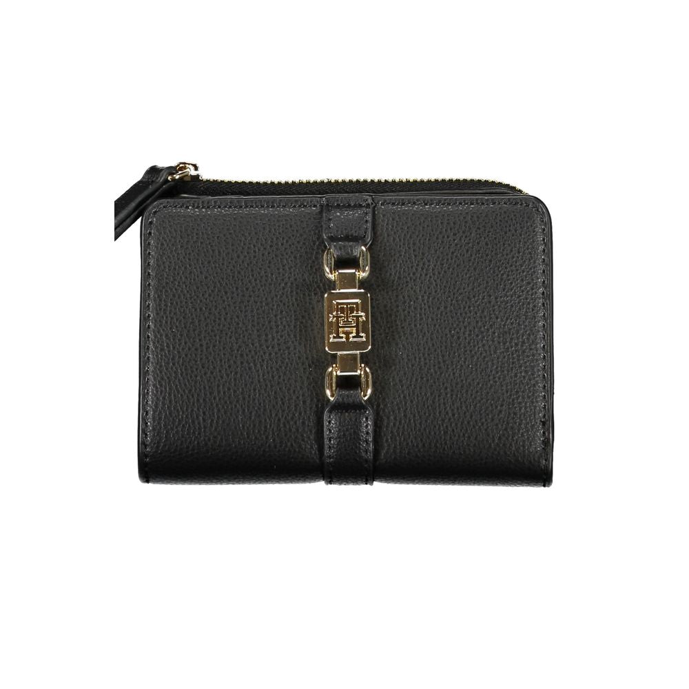 Portofel Tommy Hilfiger Sleek negru cu fermoar și portofel pentru monede