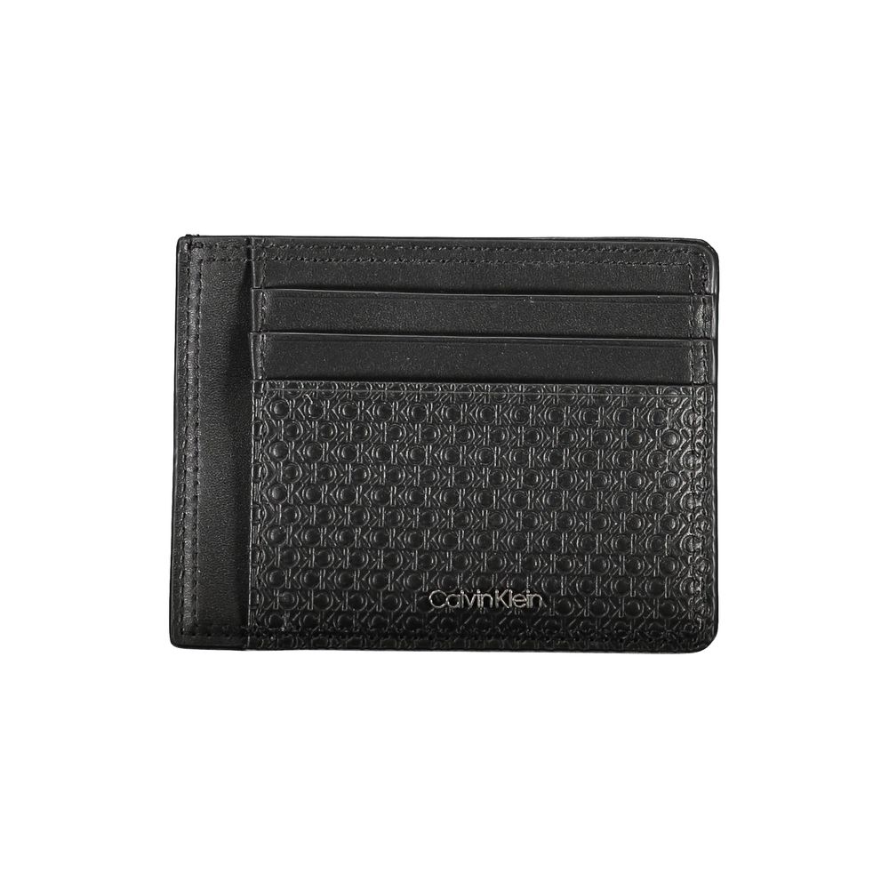Portofel elegant din piele neagră Calvin Klein cu suport pentru carduri