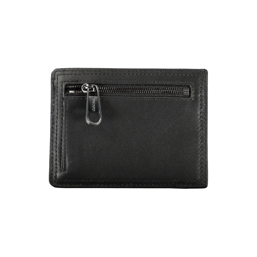 Portofel elegant din piele neagră Calvin Klein cu suport pentru carduri