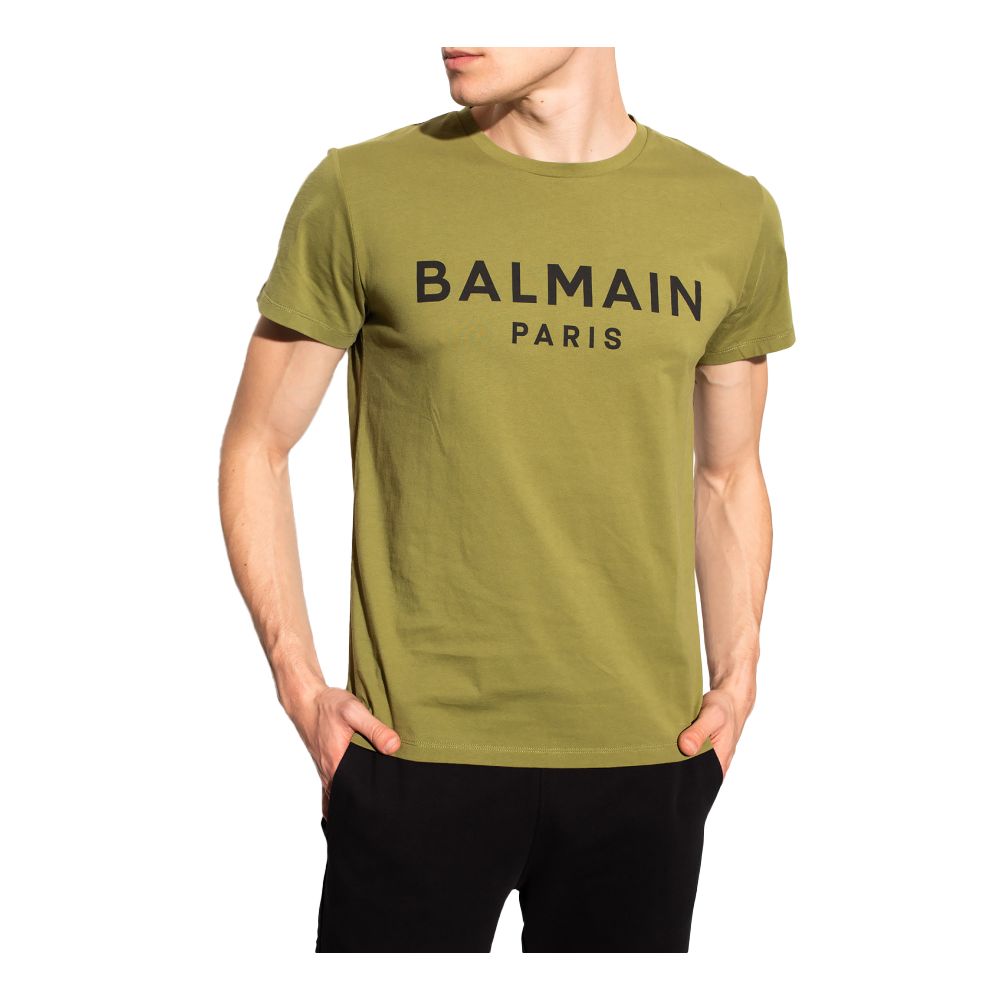 Tricou Balmain verde din bumbac