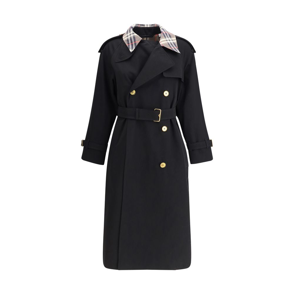 Burberry Castleford – Langer Trenchcoat mit kariertem Kragen