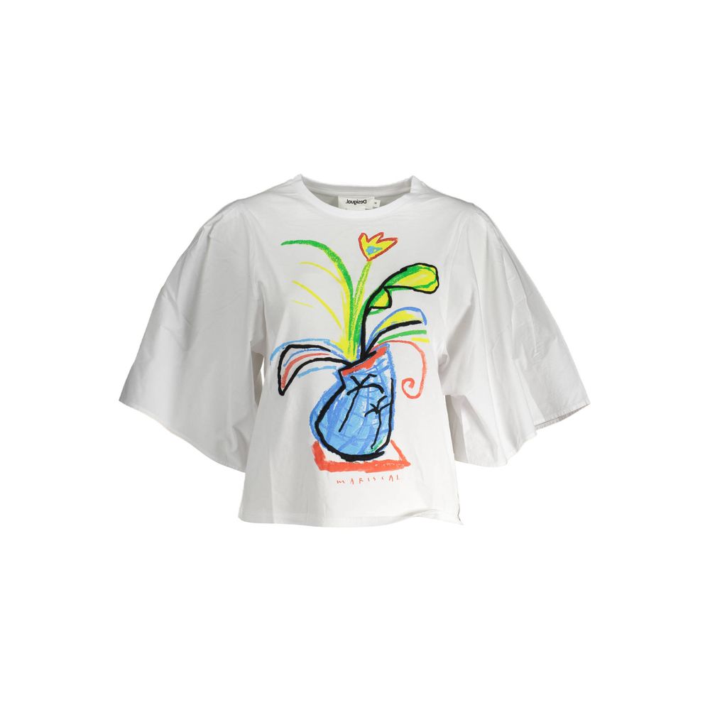 Tricou Desigual alb din bumbac pentru femei