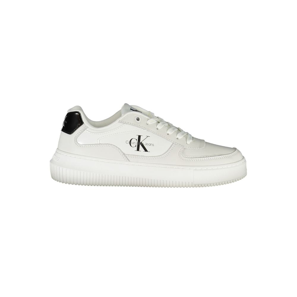 Calvin Klein – Elegante weiße Schnür-Sneaker mit Kontrastdetails