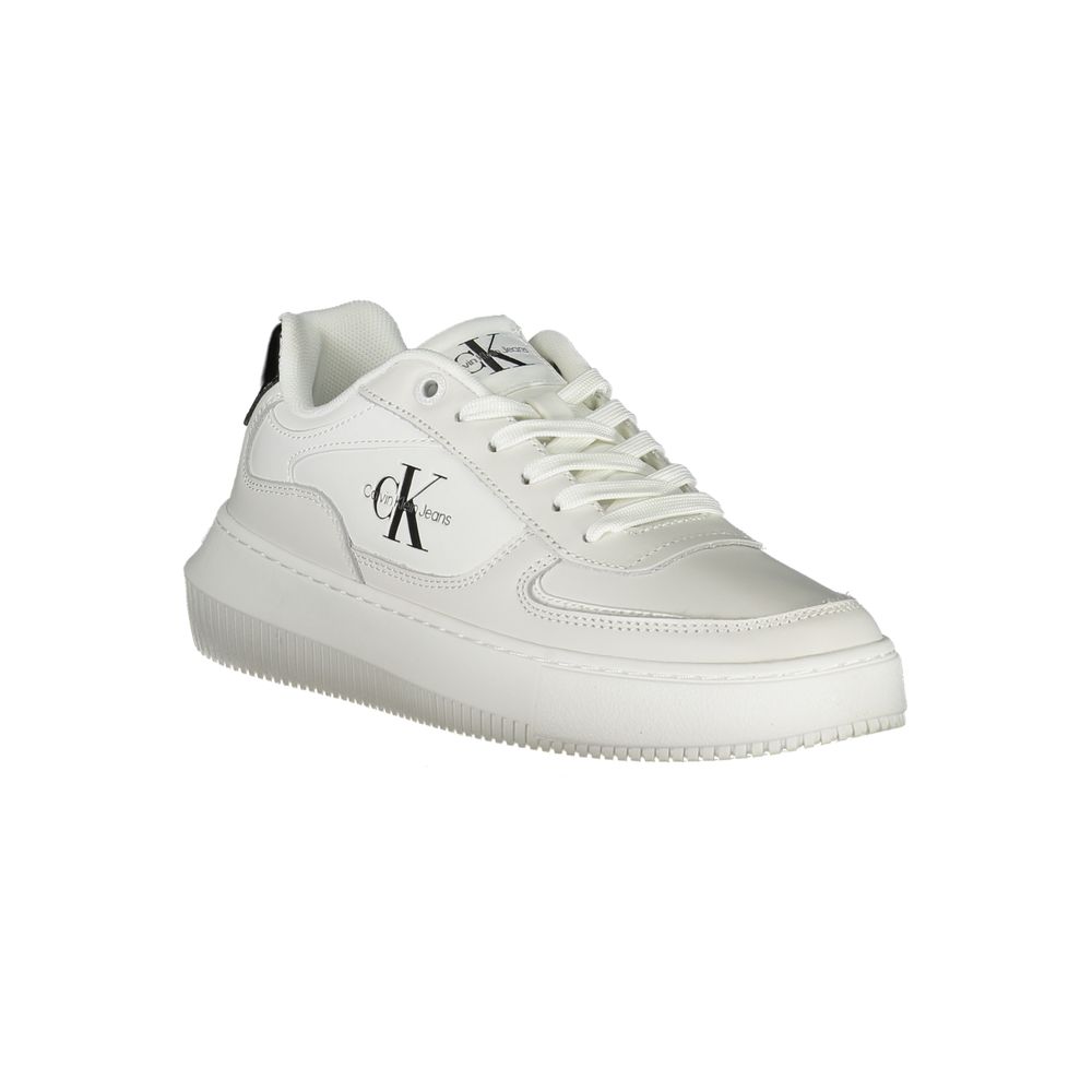 Calvin Klein – Elegante weiße Schnür-Sneaker mit Kontrastdetails