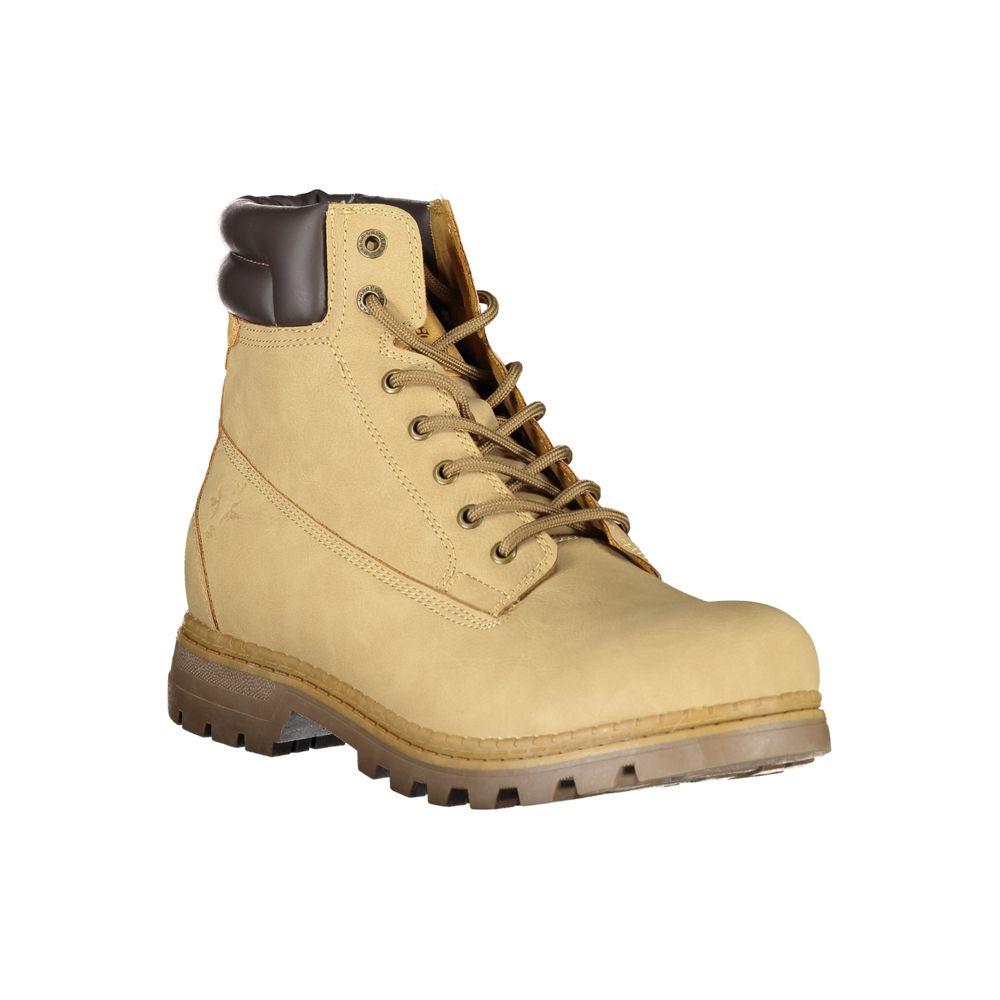 Carrera – Dapper – Beige Schnürstiefel mit Kontrastdetails