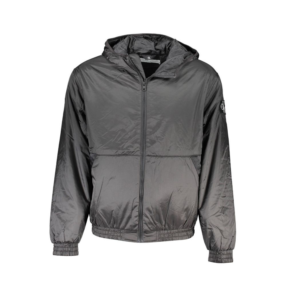 Calvin Klein – Elegante schwarze Kapuzenjacke mit Kontrastdetails