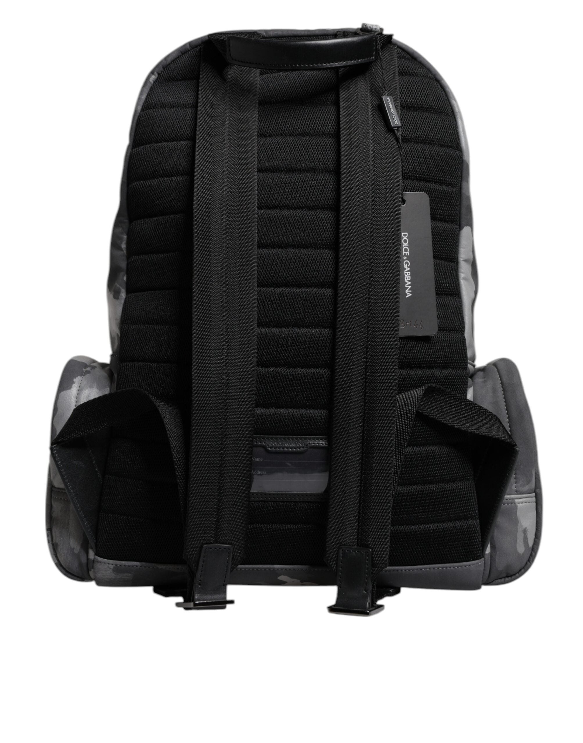 Rucsac Dolce &amp; Gabbana gri din bumbac cu placă cu logo camuflaj