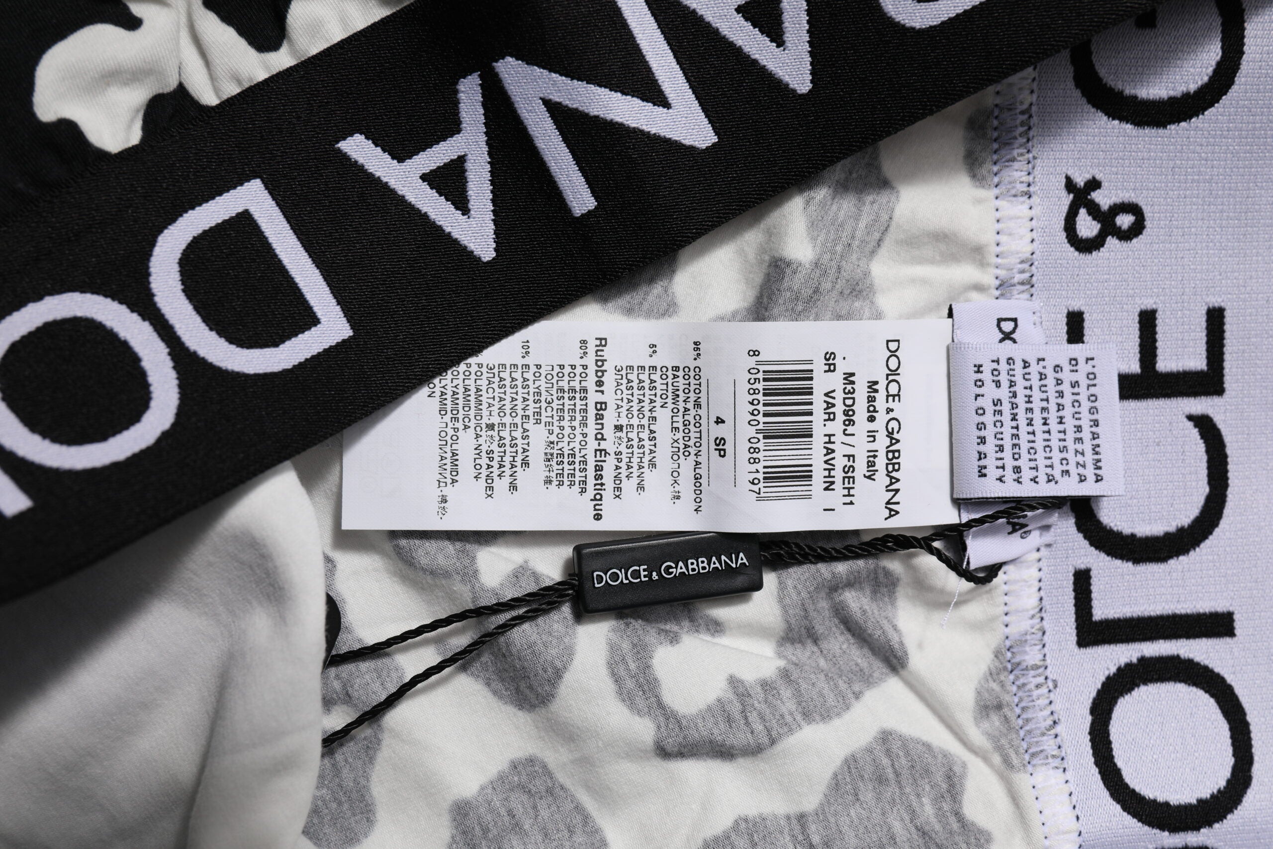 Dolce & Gabbana White Black Cotton Logo Leopard Underwear