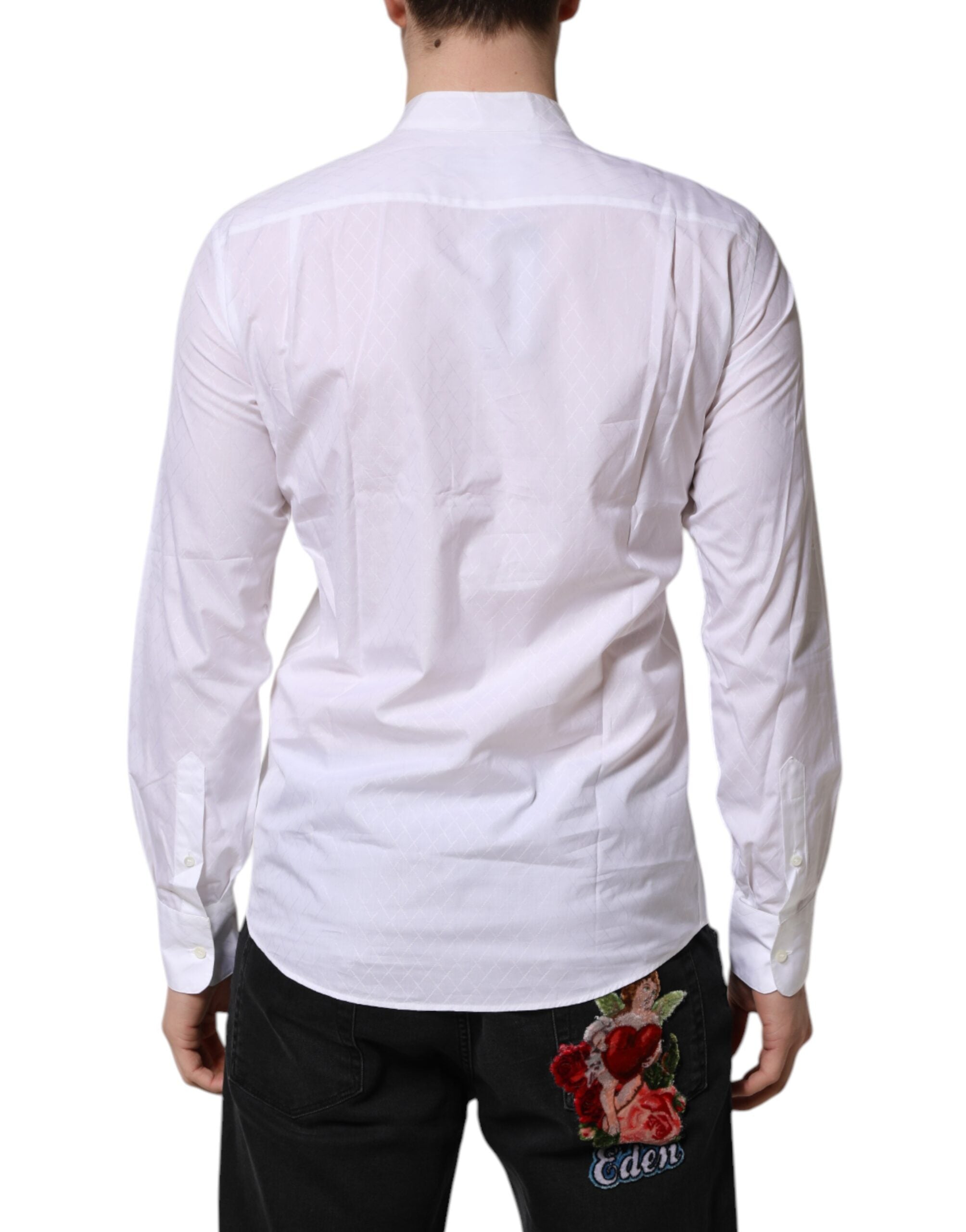 Dolce &amp; Gabbana – Schmales, langärmliges Hemd aus weißer Baumwolle