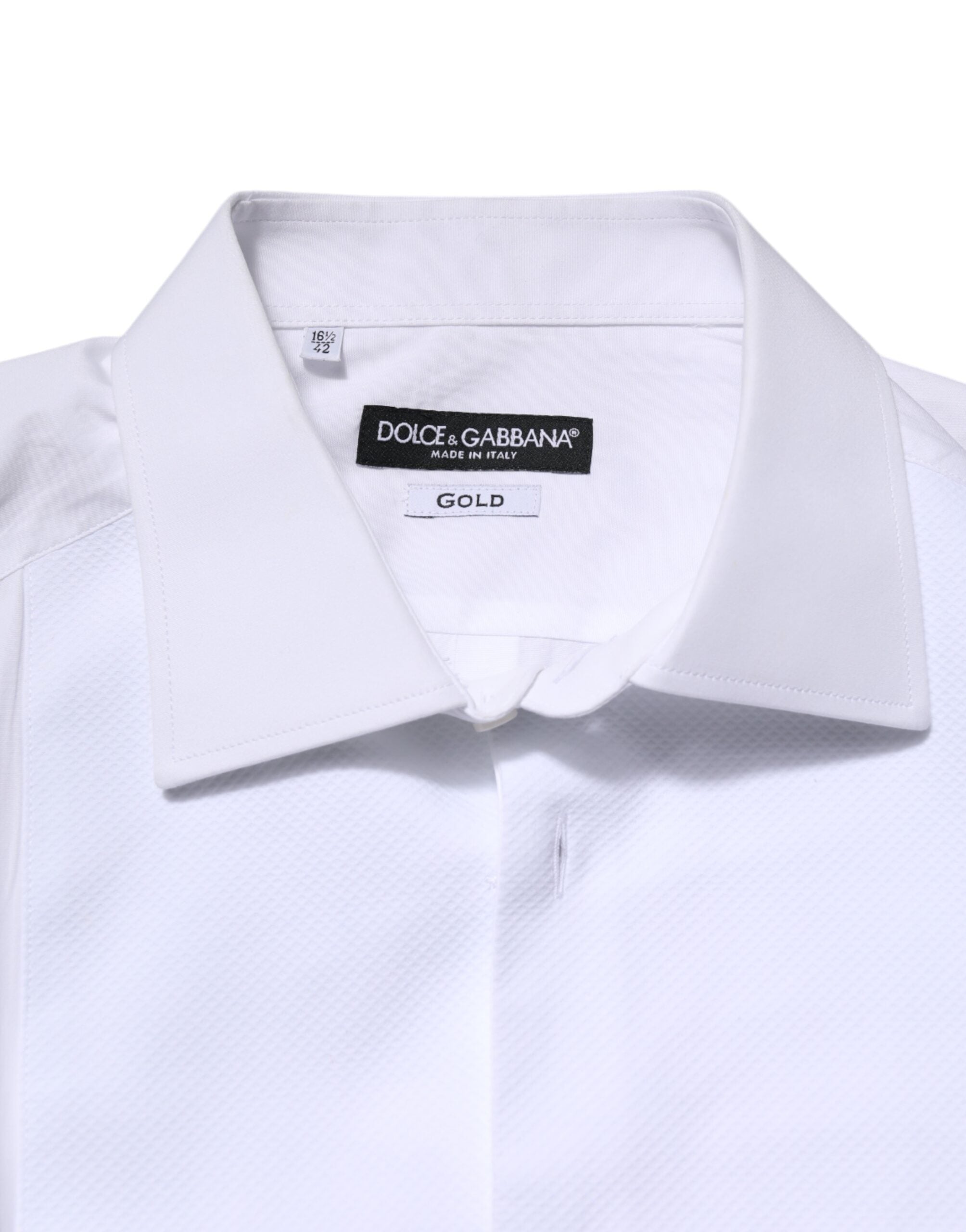 Dolce &amp; Gabbana Weißes Seiden-Popeline-Hemd GOLD für Herren