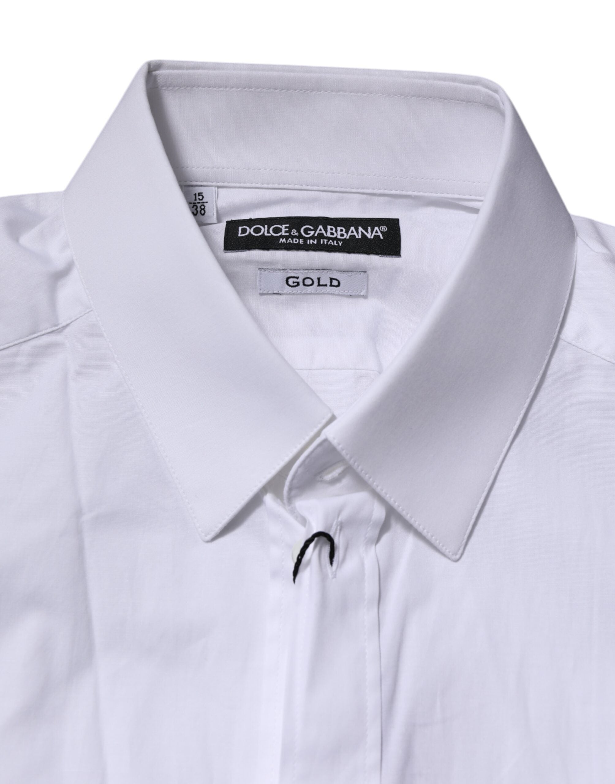 Dolce &amp; Gabbana Weiß GOLD Langarm Kleid Herren Formelles Hemd