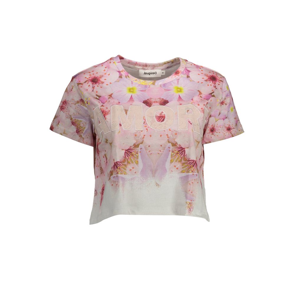 Tricou Desigual roz din bumbac pentru femei