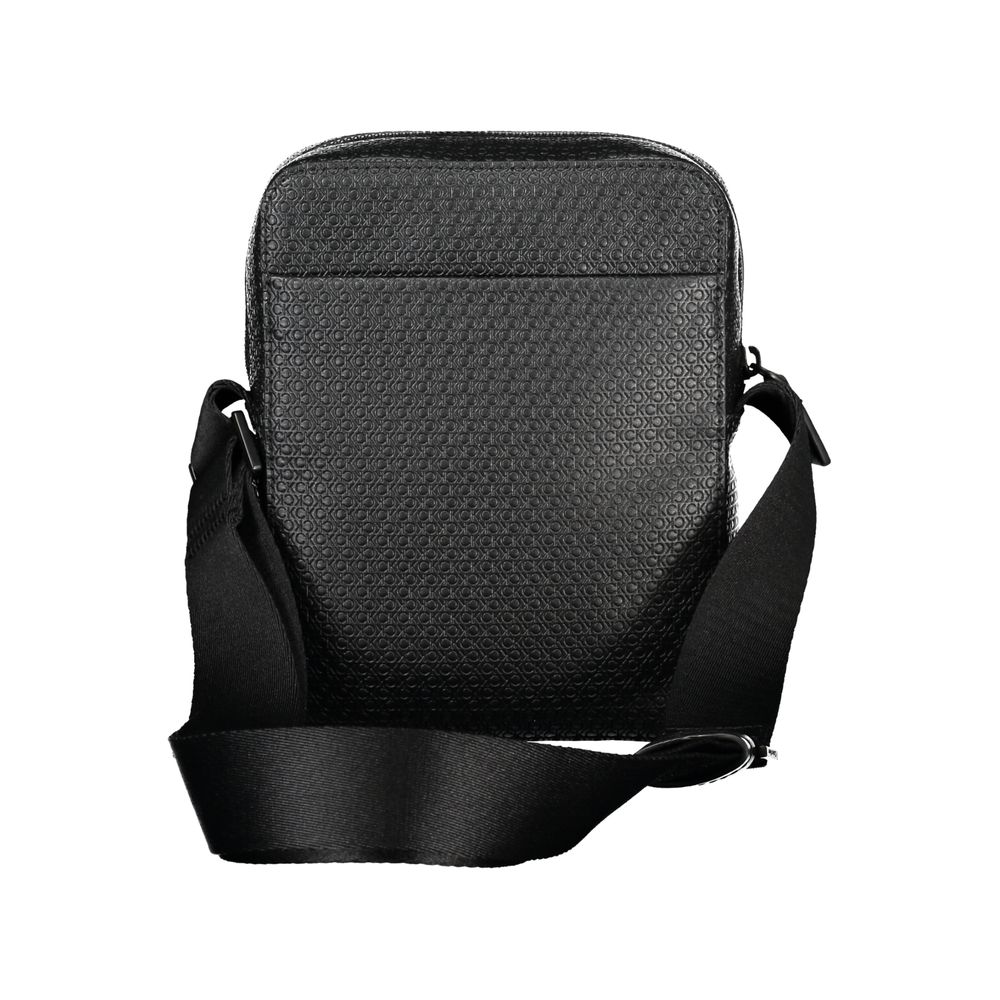 Geantă de umăr elegantă neagră Calvin Klein cu accente contrastante