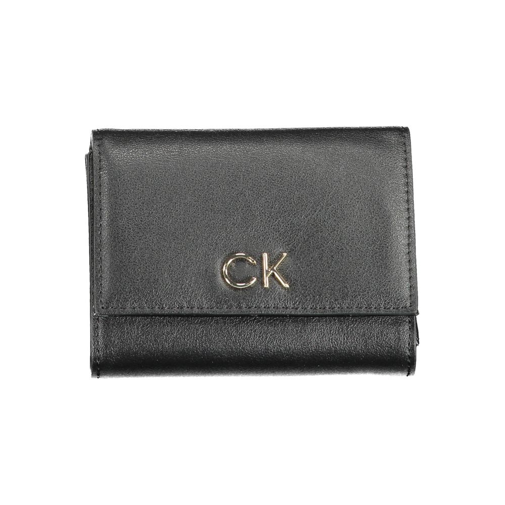Portofel Calvin Klein negru din poliester pentru femei