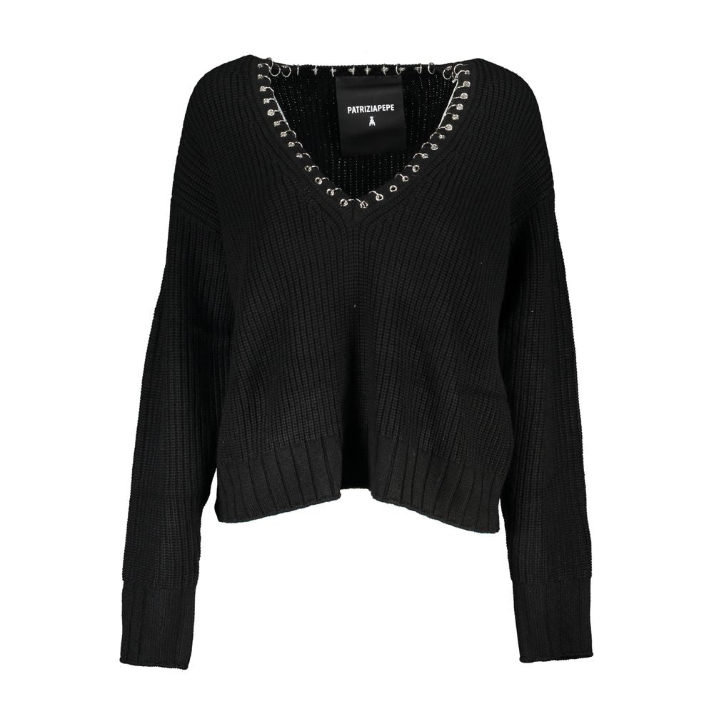 Patrizia Pepe Eleganter Langarm-Pullover mit V-Ausschnitt und schicken Details