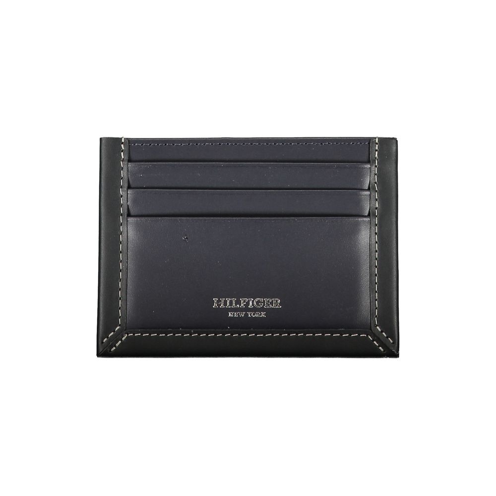 Portcarduri Tommy Hilfiger Sleek din piele albastră cu detalii contrastante