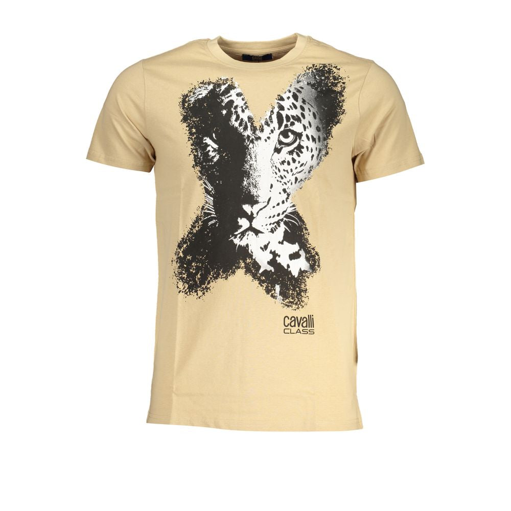 Beiges Baumwoll-T-Shirt der Cavalli Class