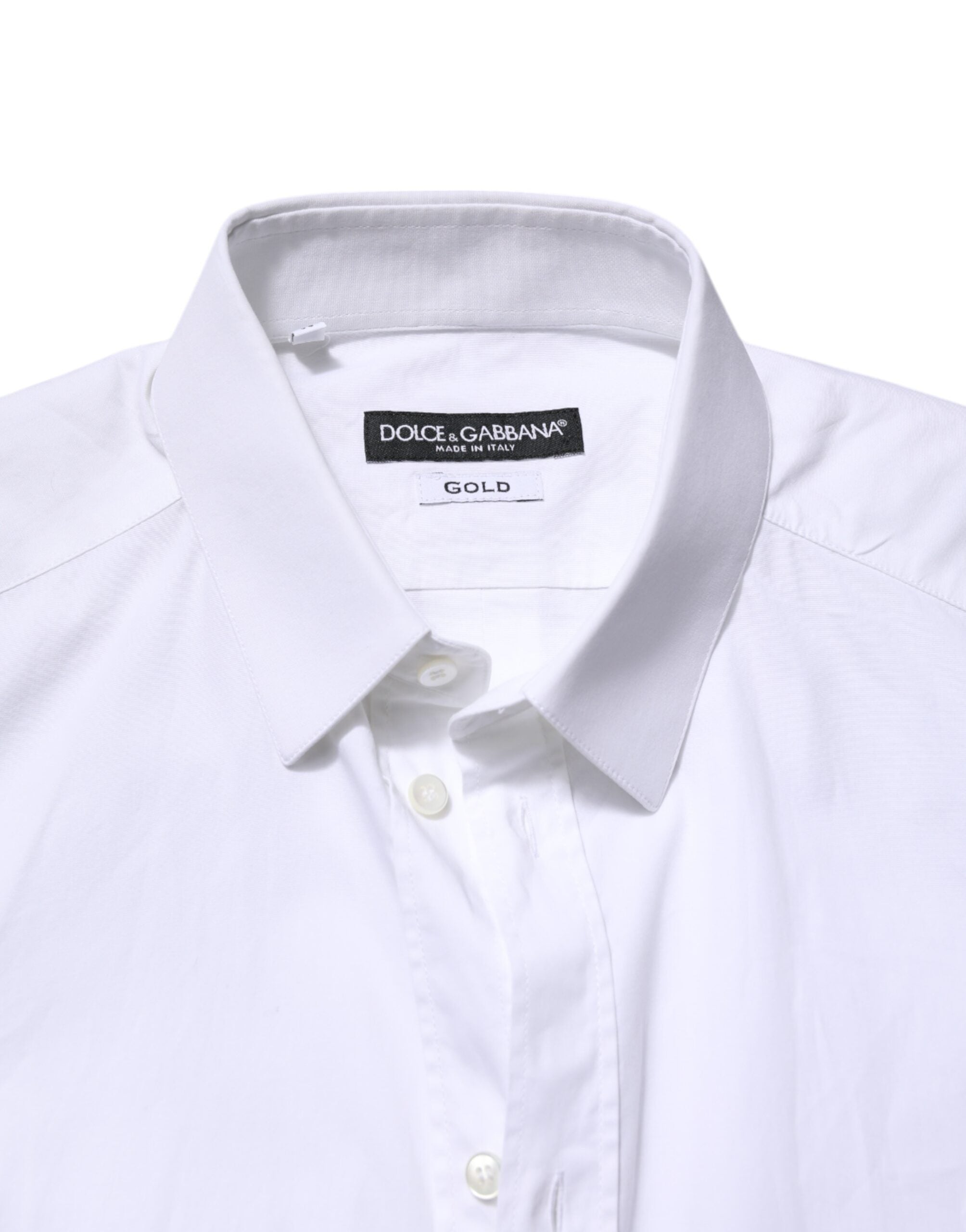 Dolce &amp; Gabbana Weißes GOLD-Baumwollhemd