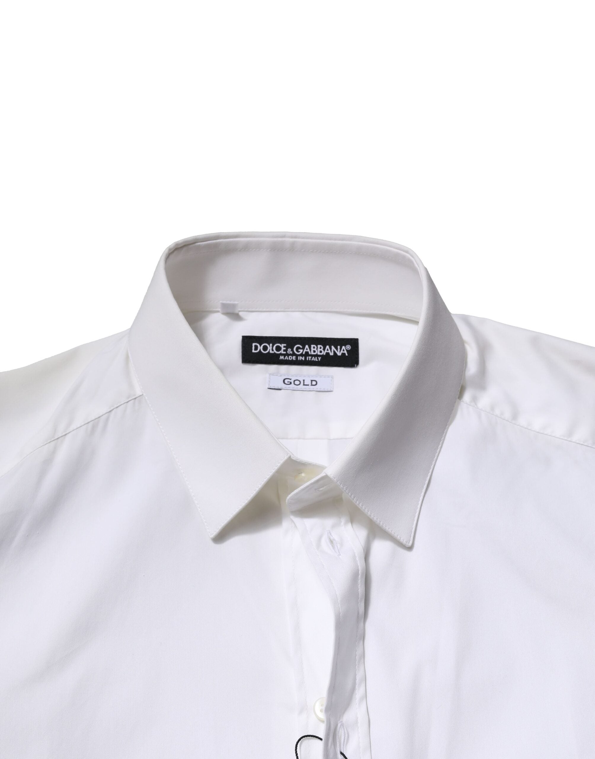 Dolce &amp; Gabbana – Weißes, langärmliges, goldenes Hemd aus Baumwolle