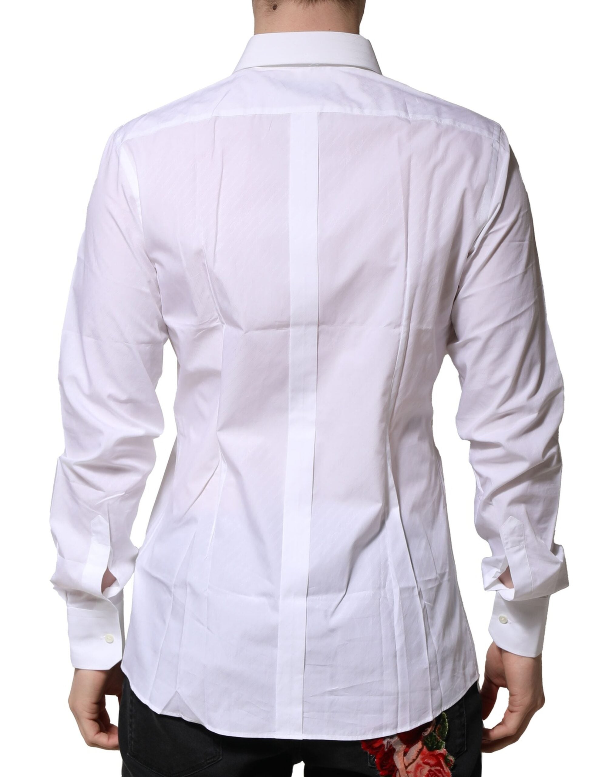 Dolce &amp; Gabbana Weiß GOLD Baumwolle Langarm Herren Formelles Hemd