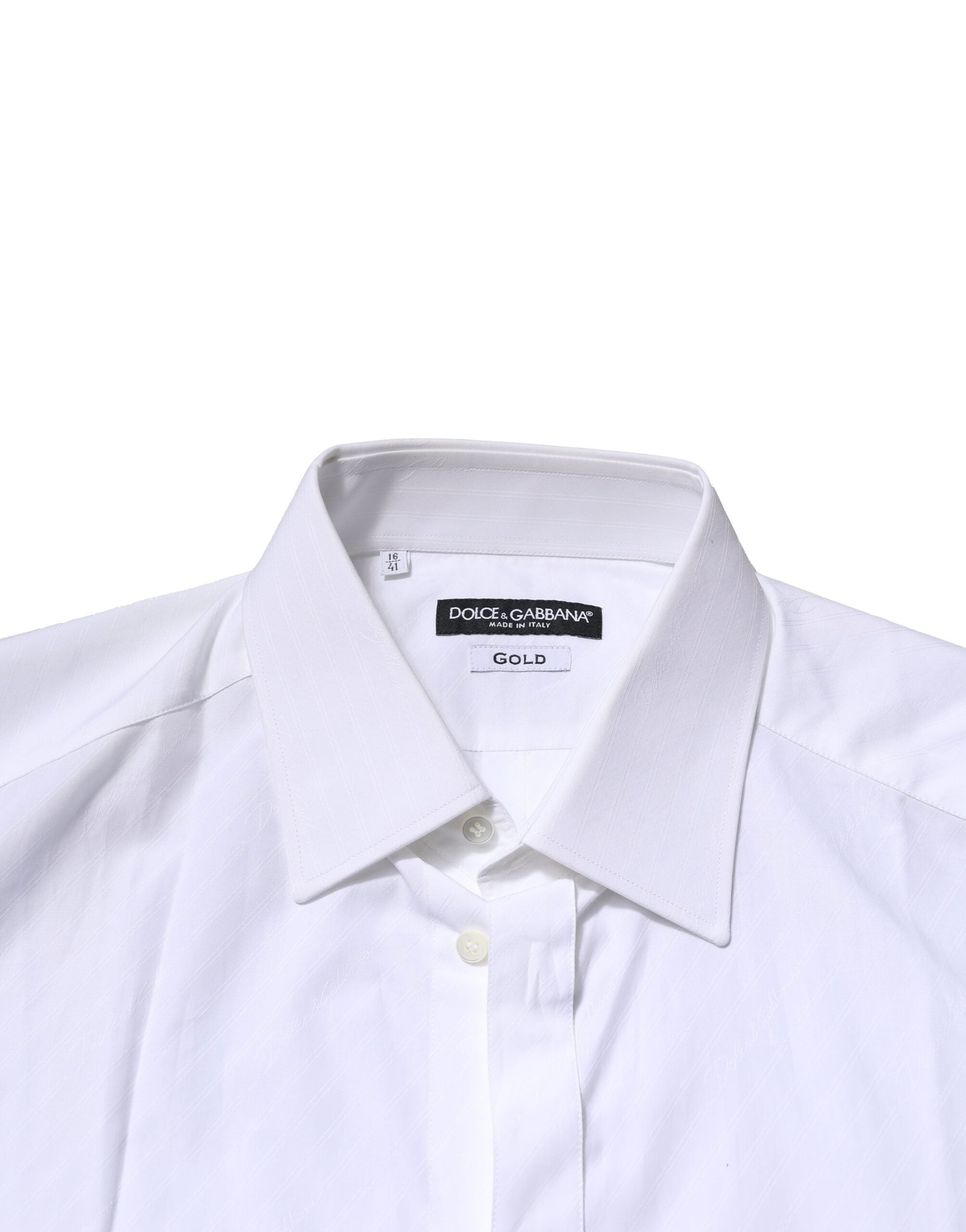 Dolce &amp; Gabbana Weiß GOLD Baumwolle Langarm Herren Formelles Hemd
