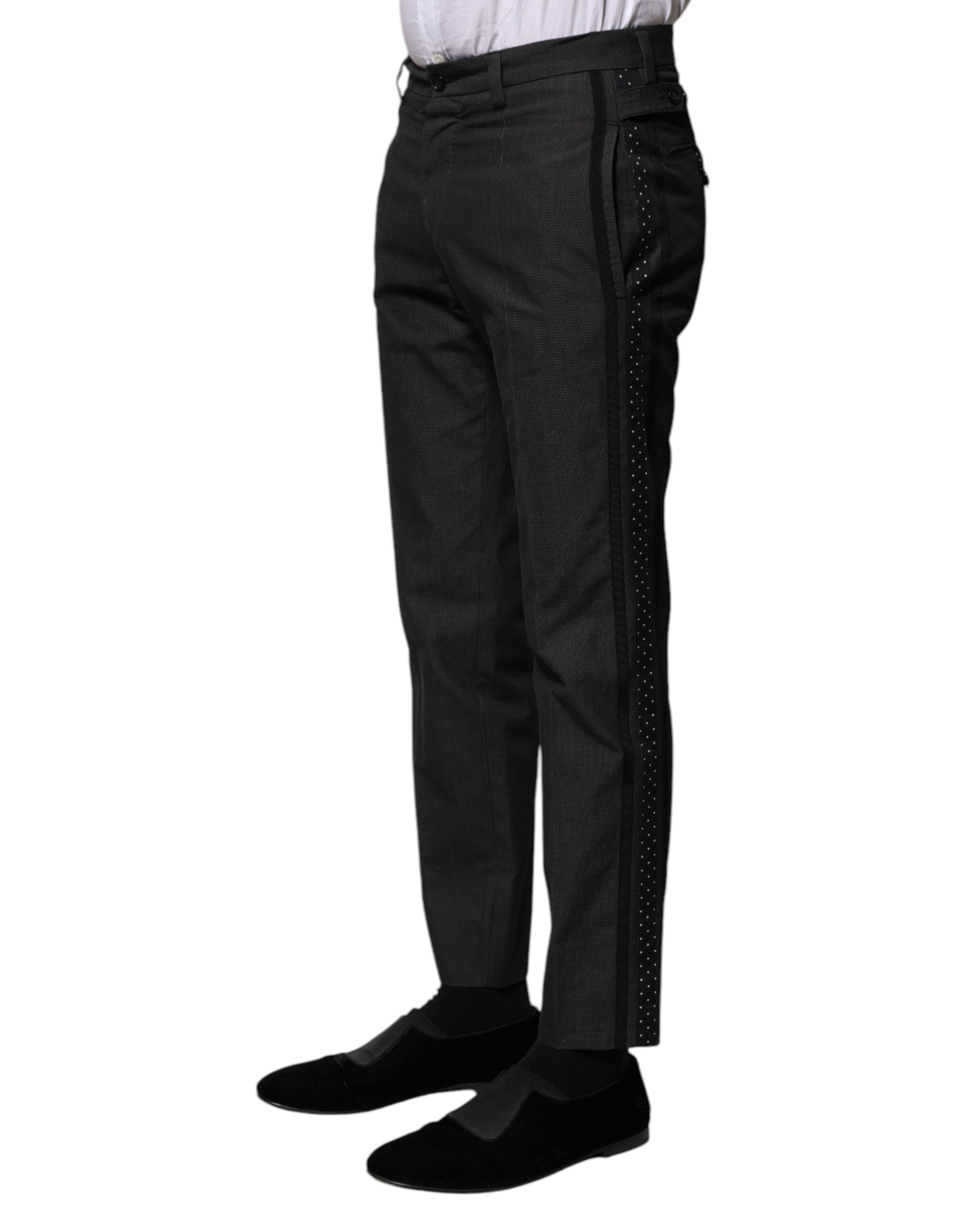 Pantaloni eleganti cu imprimeu din bumbac gri Dolce &amp; Gabbana