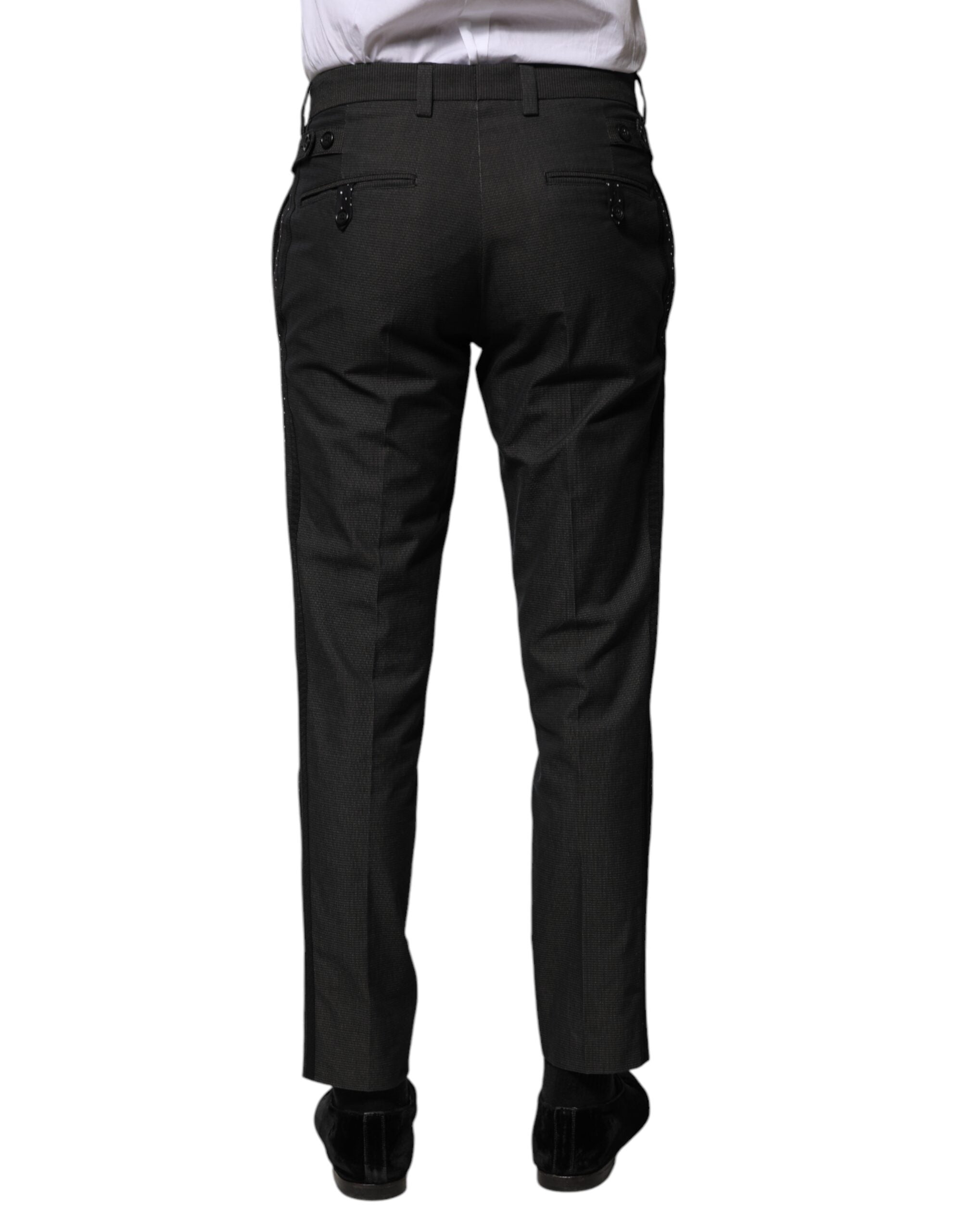 Pantaloni eleganti cu imprimeu din bumbac gri Dolce &amp; Gabbana