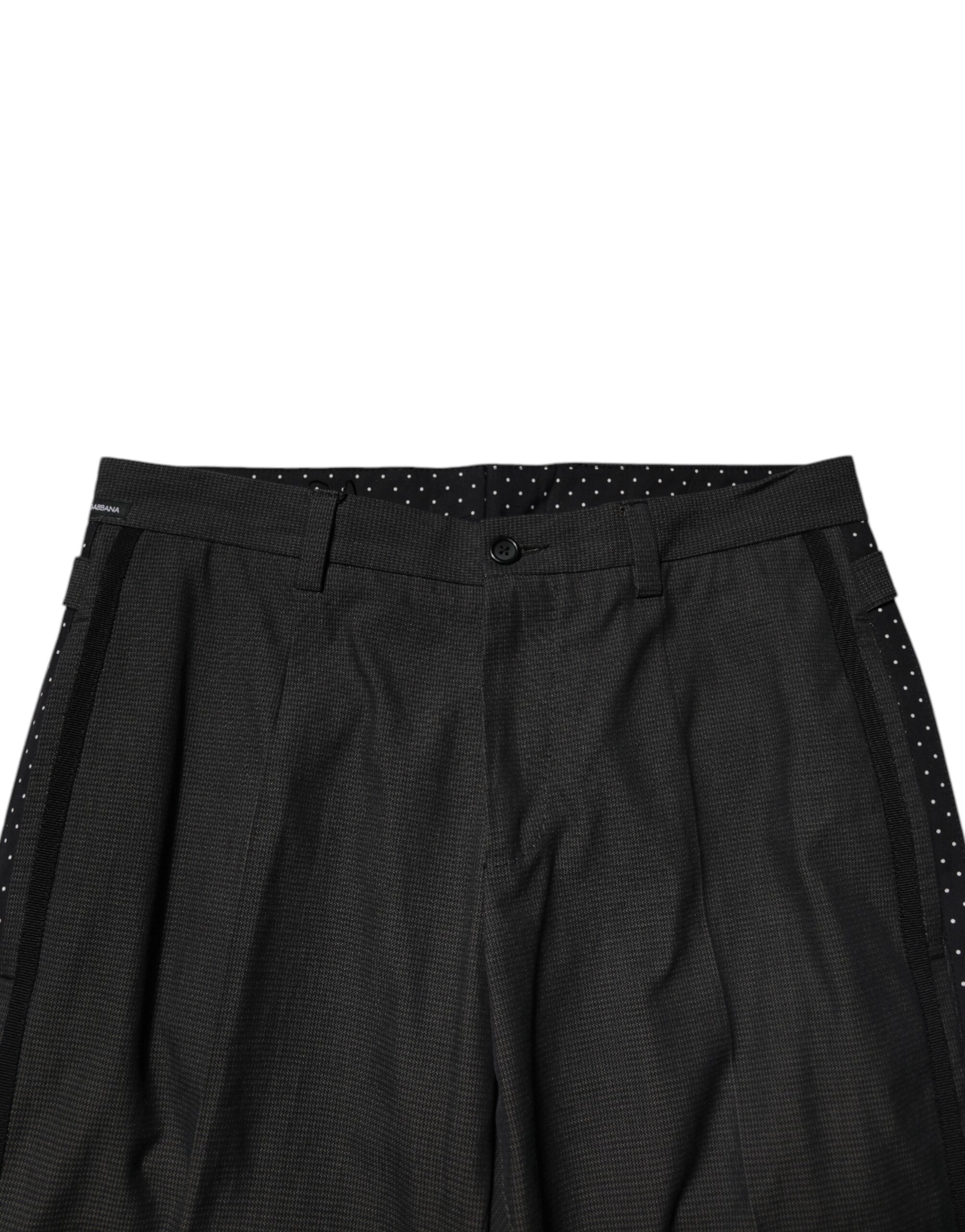 Pantaloni eleganti cu imprimeu din bumbac gri Dolce &amp; Gabbana
