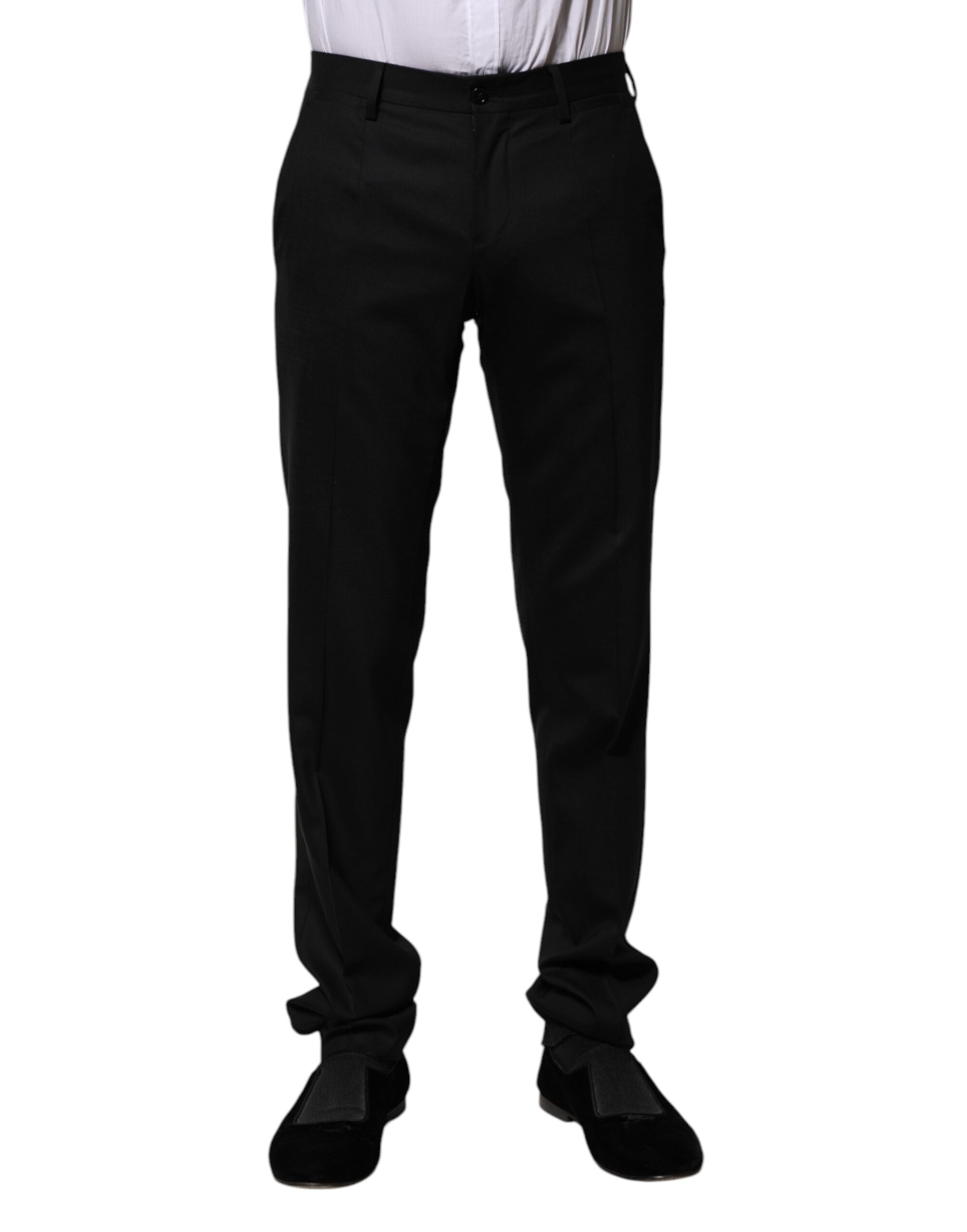 Pantaloni eleganți negri din lână Dolce &amp; Gabbana