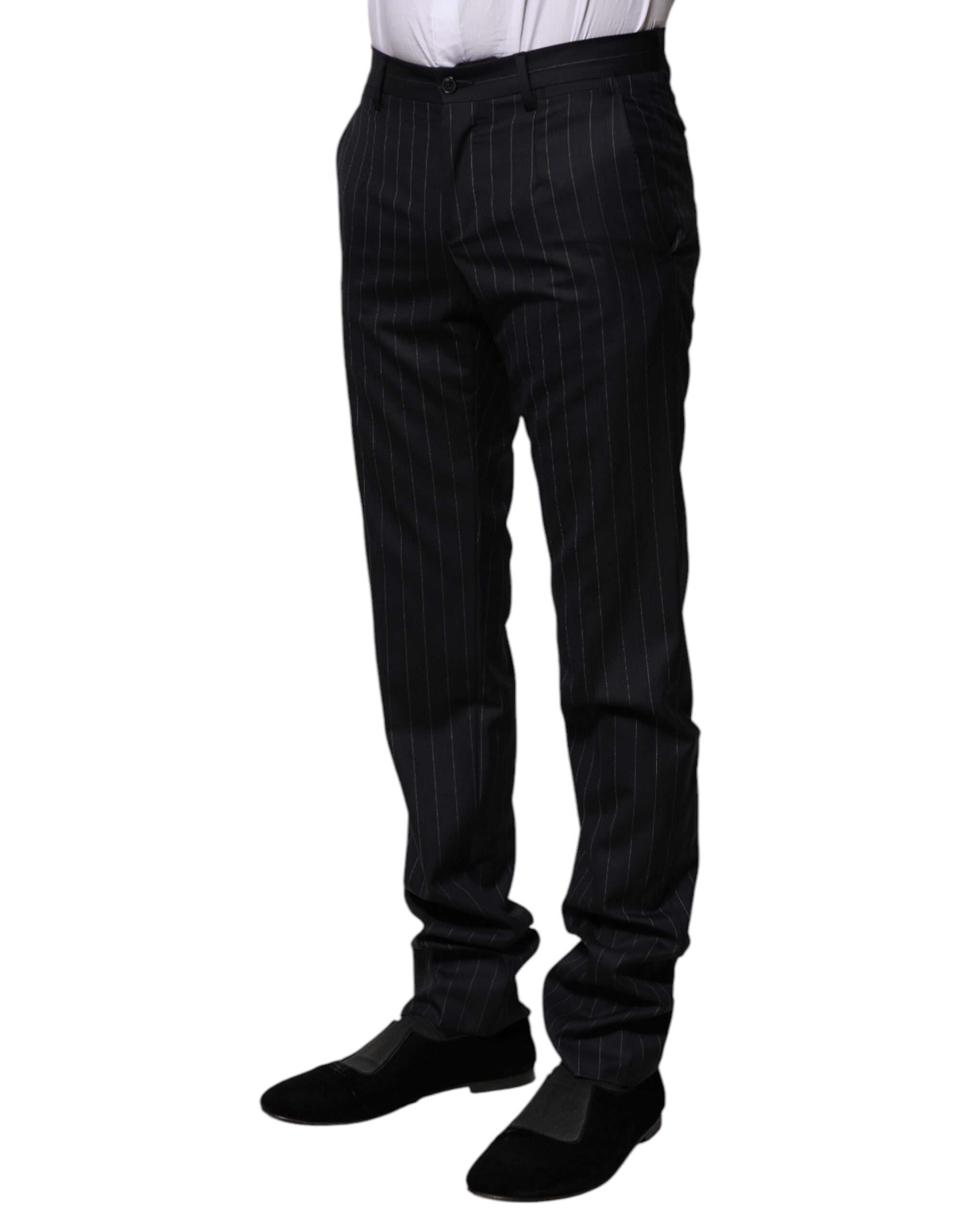 Pantaloni eleganti cu dungi negre din lână Dolce &amp; Gabbana