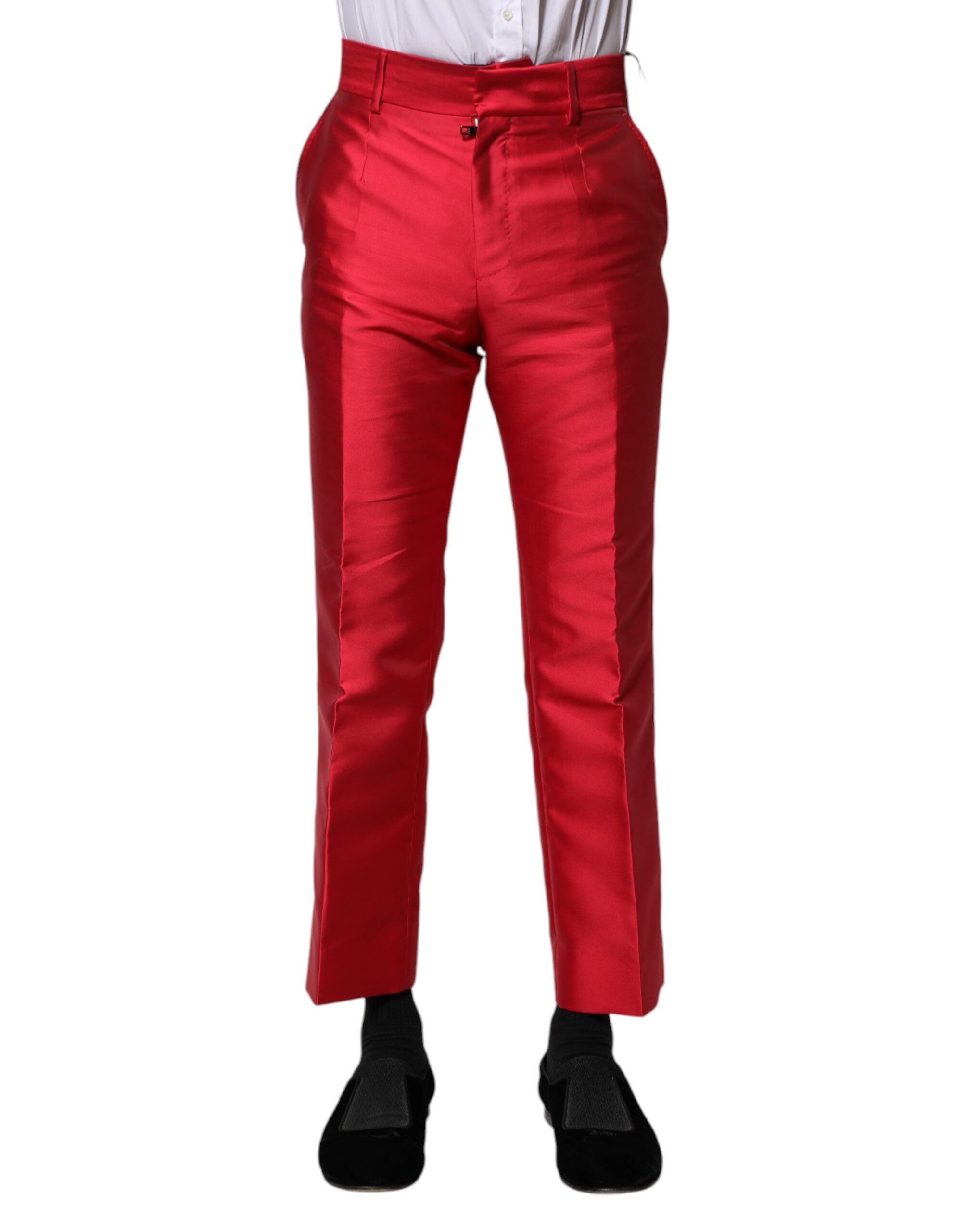 Pantaloni eleganți scurti din poliester roșu Dolce &amp; Gabbana