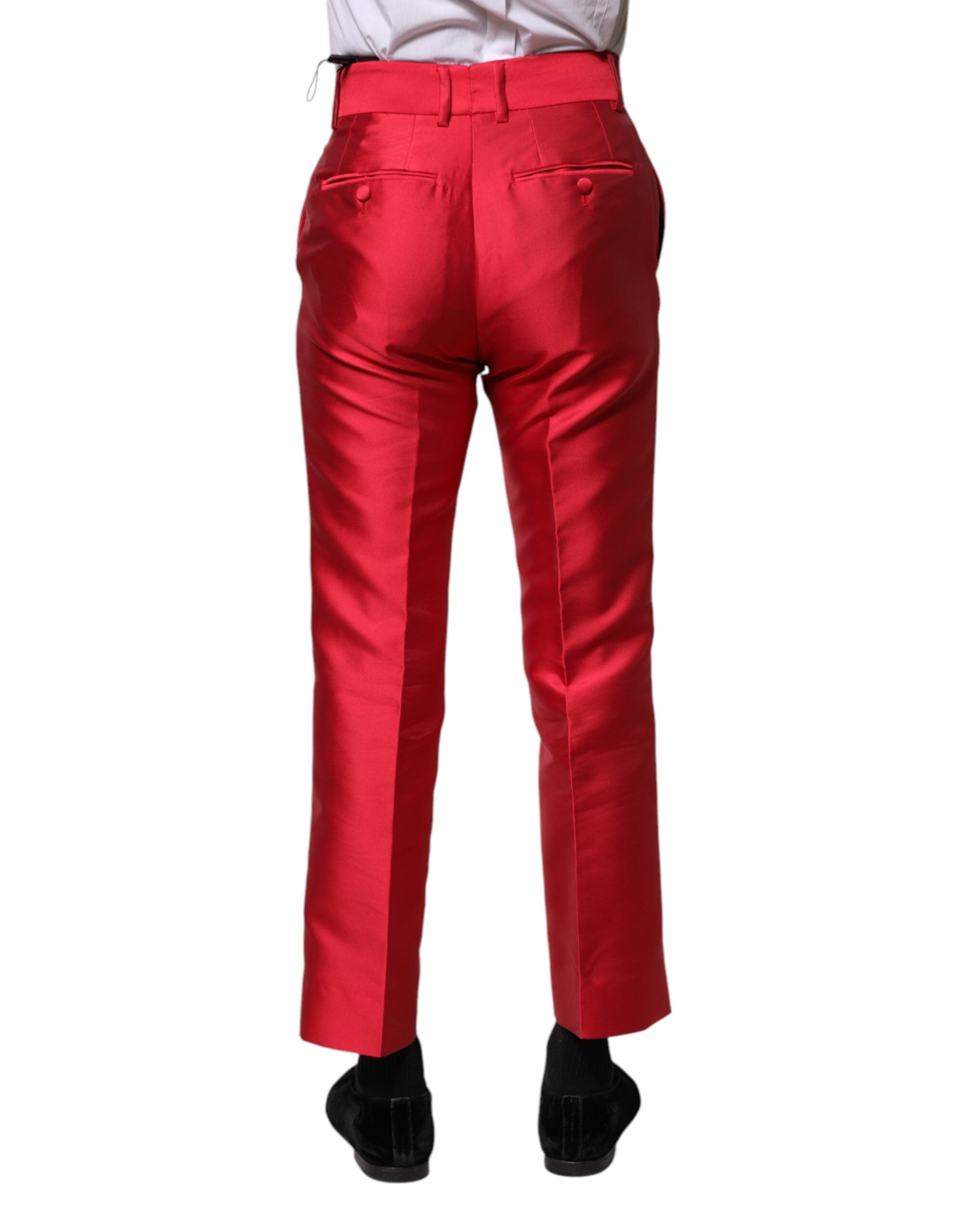 Dolce &amp; Gabbana Rote, verkürzte Anzughose aus Polyester