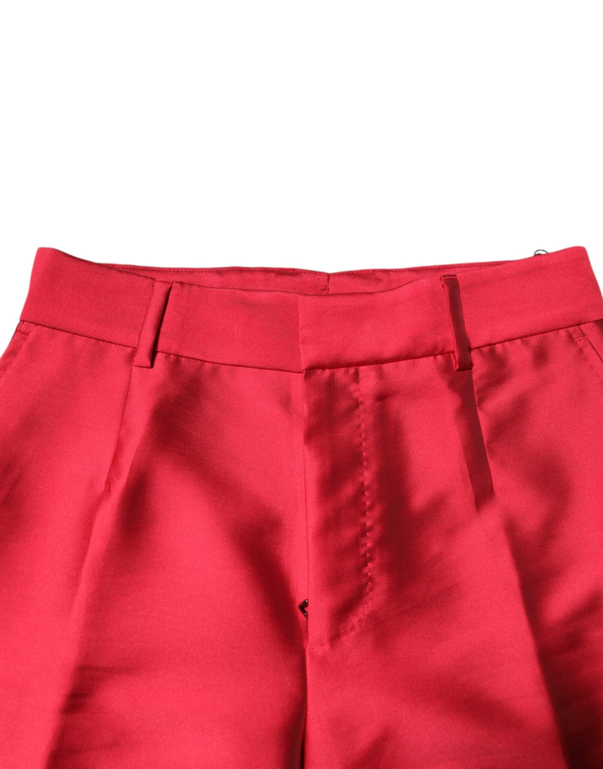 Dolce &amp; Gabbana Rote, verkürzte Anzughose aus Polyester
