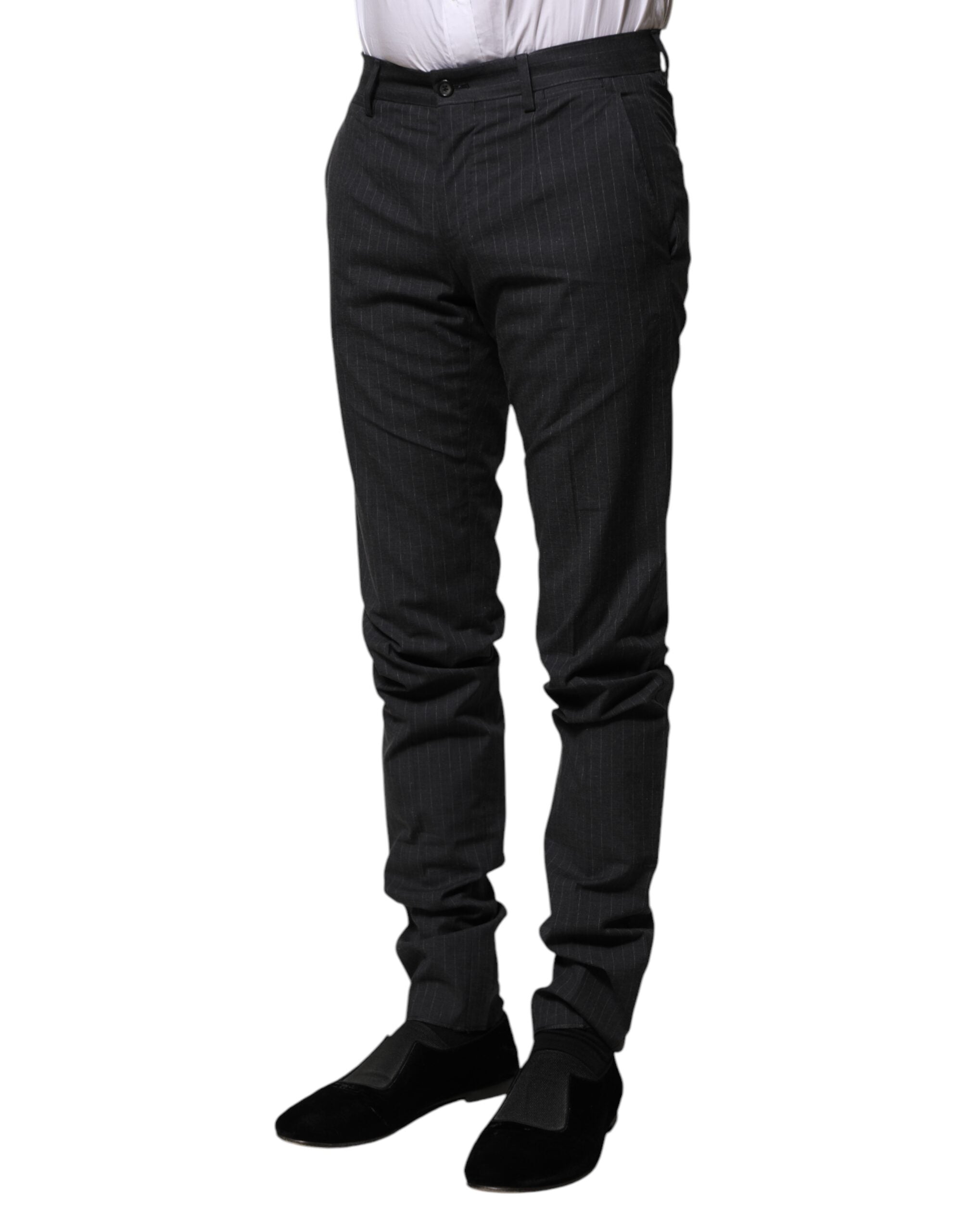 Dolce &amp; Gabbana Grau gestreifte formelle Baumwollhose