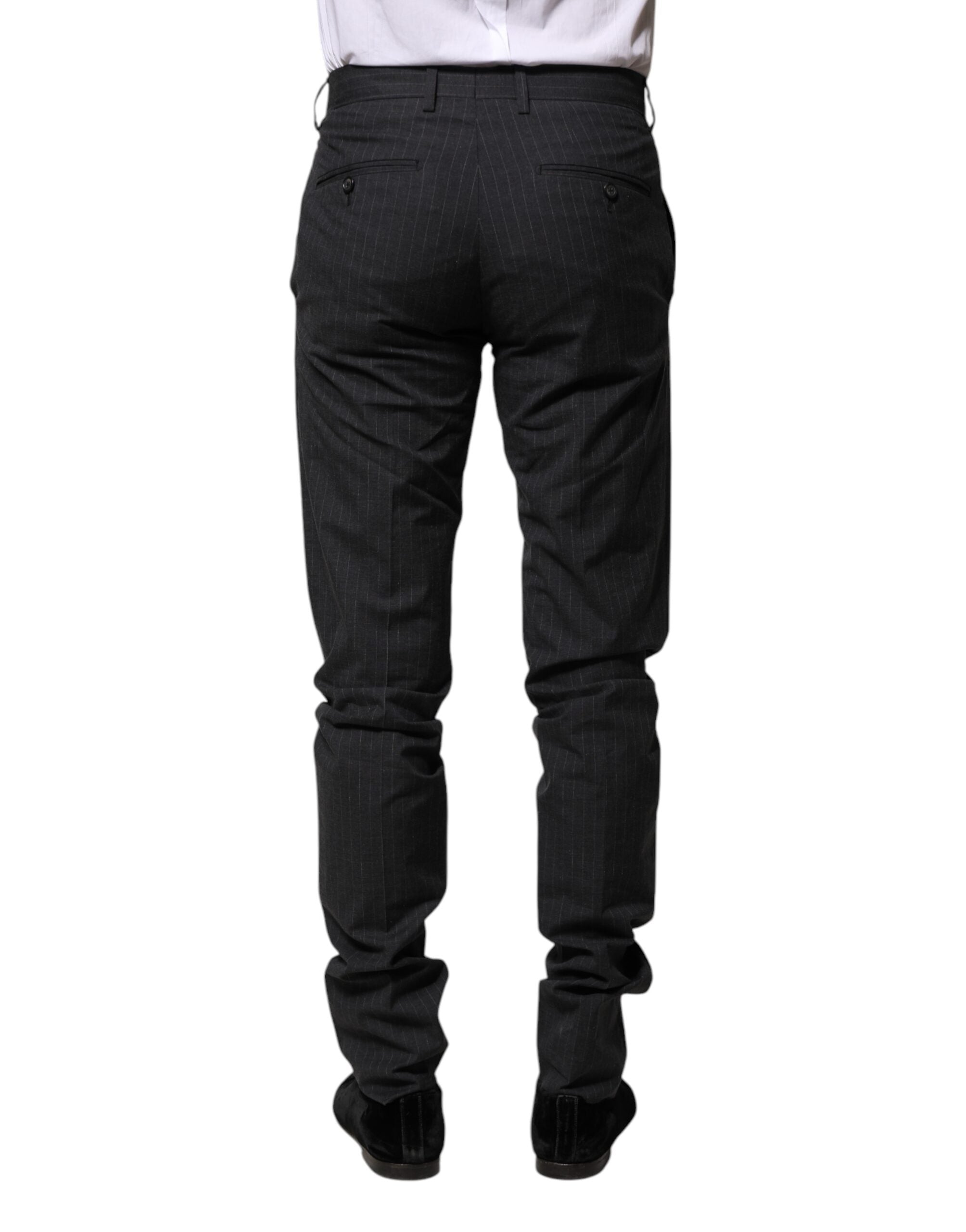 Dolce &amp; Gabbana Grau gestreifte formelle Baumwollhose