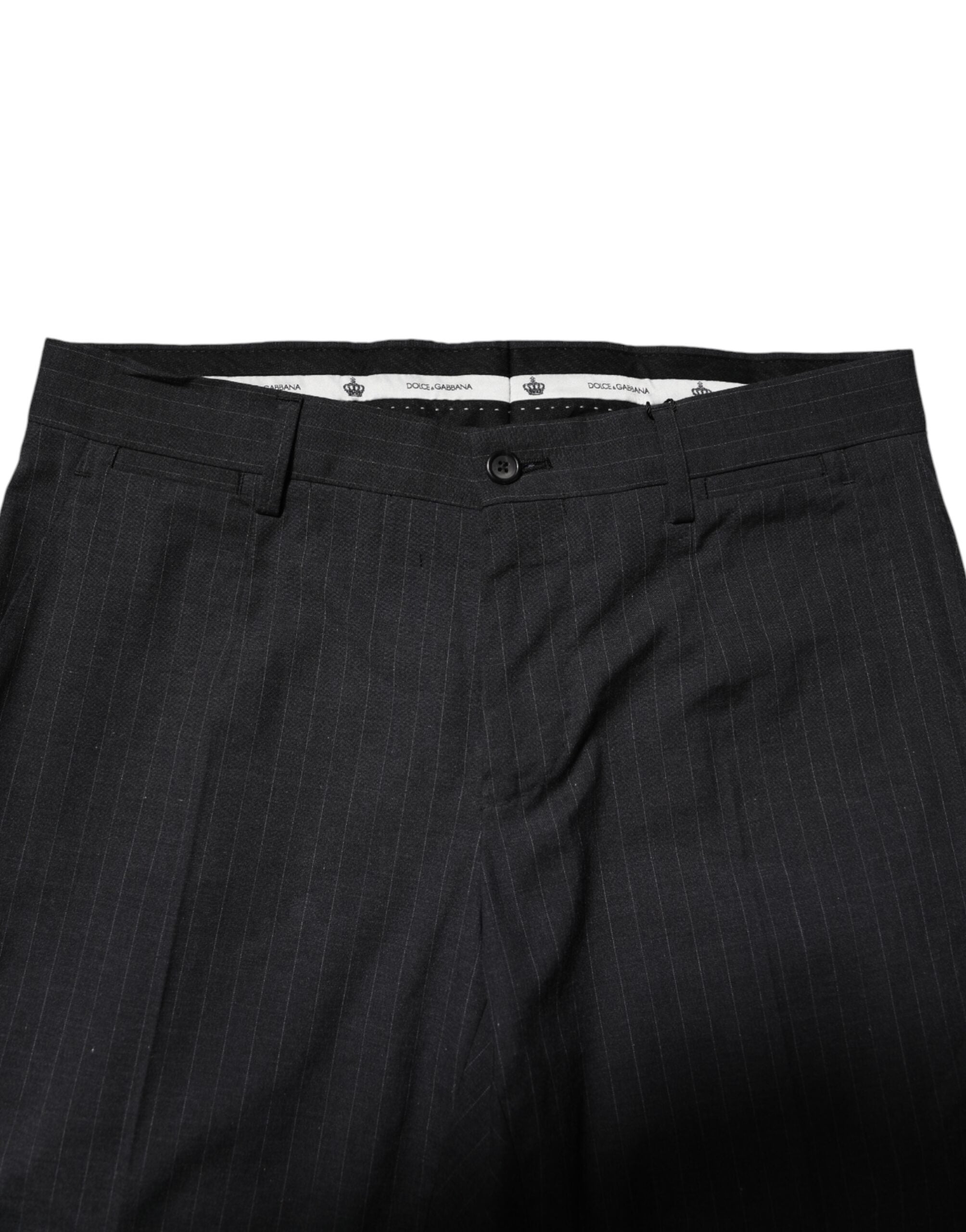 Dolce &amp; Gabbana Grau gestreifte formelle Baumwollhose