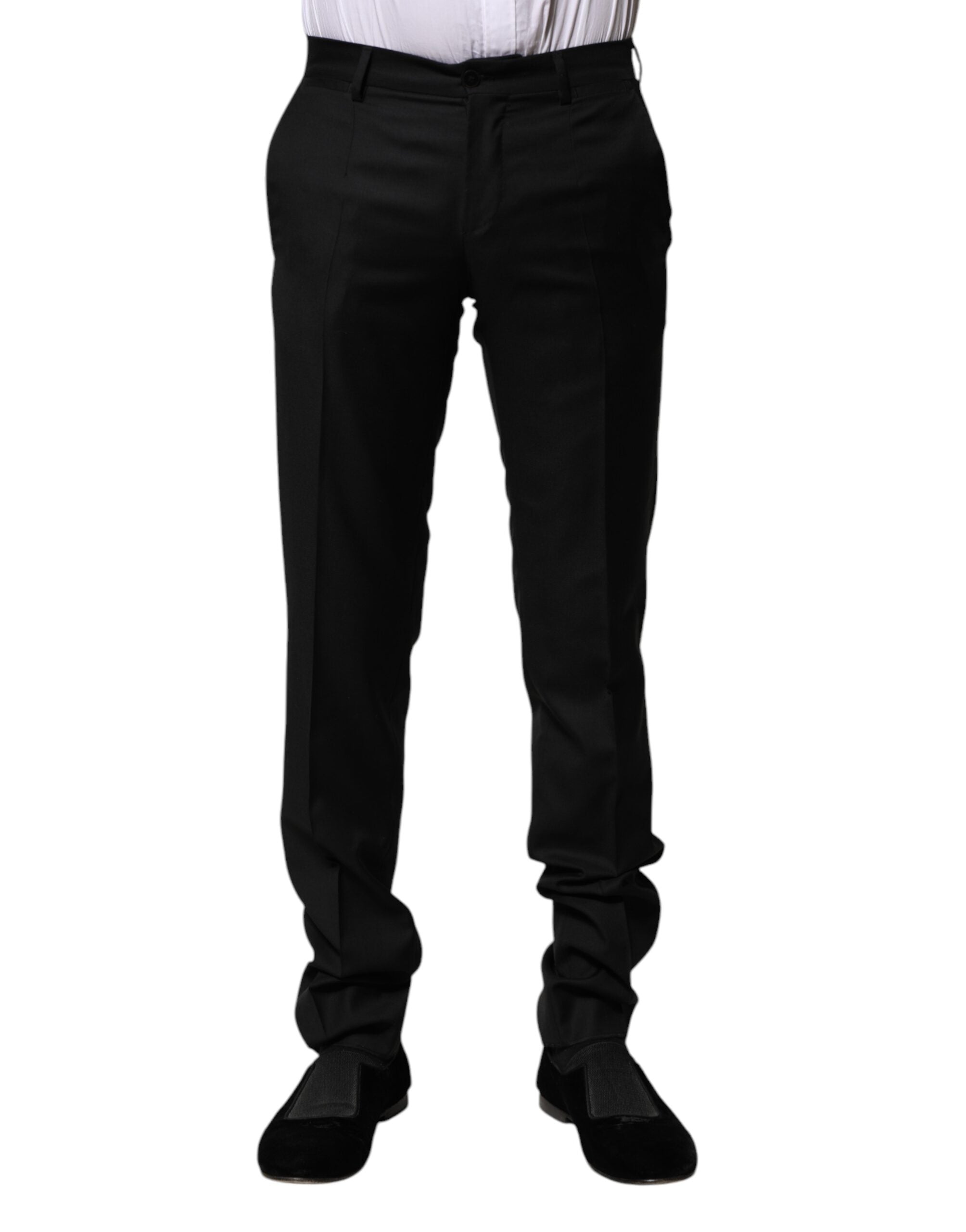 Dolce &amp; Gabbana Pantaloni slim formali din lână neagră pentru bărbați