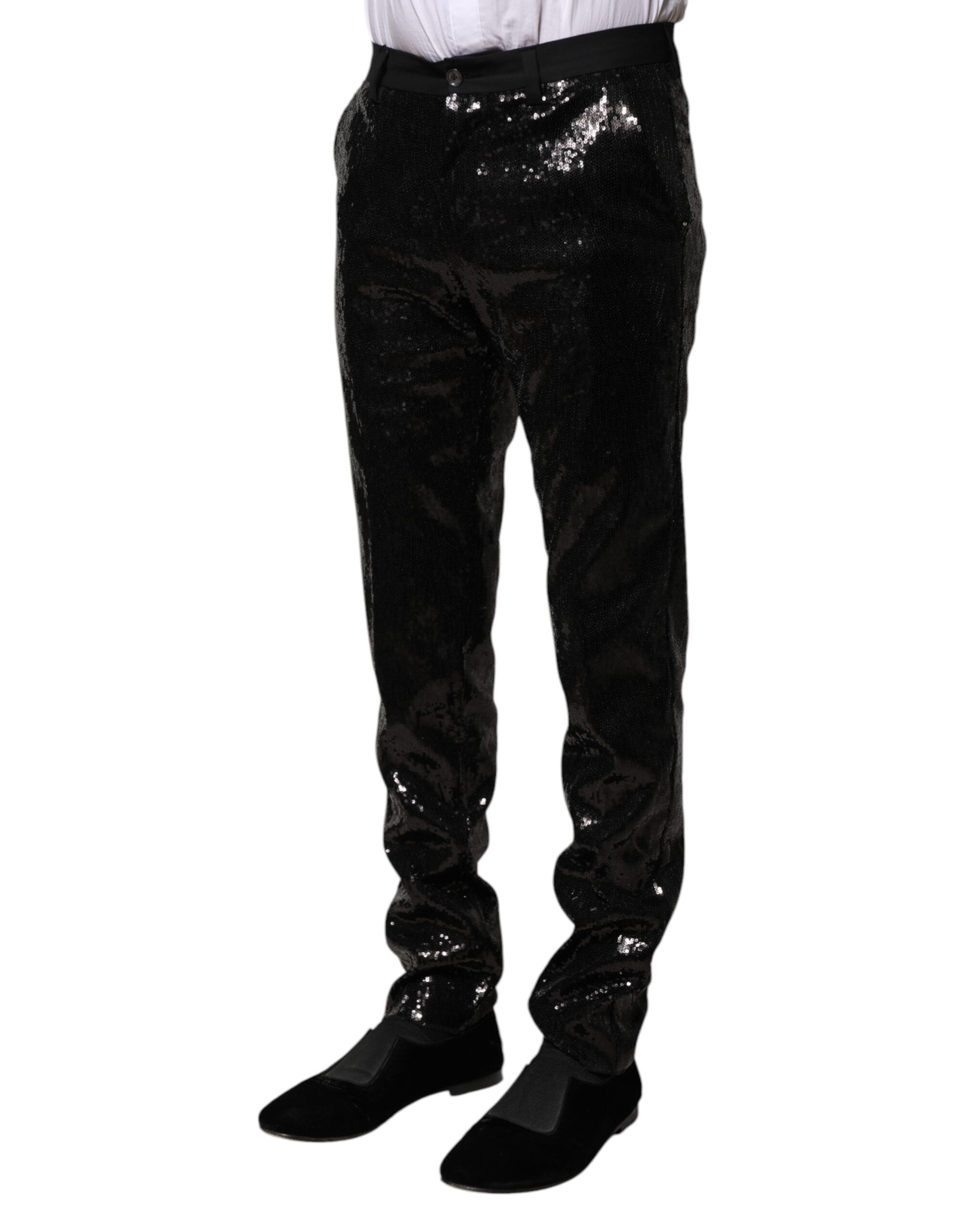 Dolce &amp; Gabbana Schwarze Hose mit Paillettenverzierung